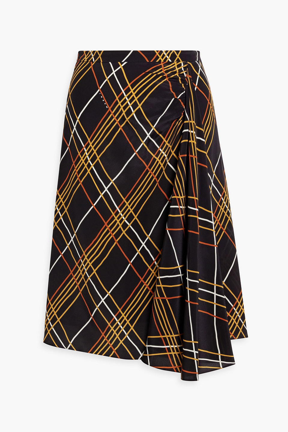 Marni Draped Printed Silk Crepe De Chine Skirt In Black | ModeSens