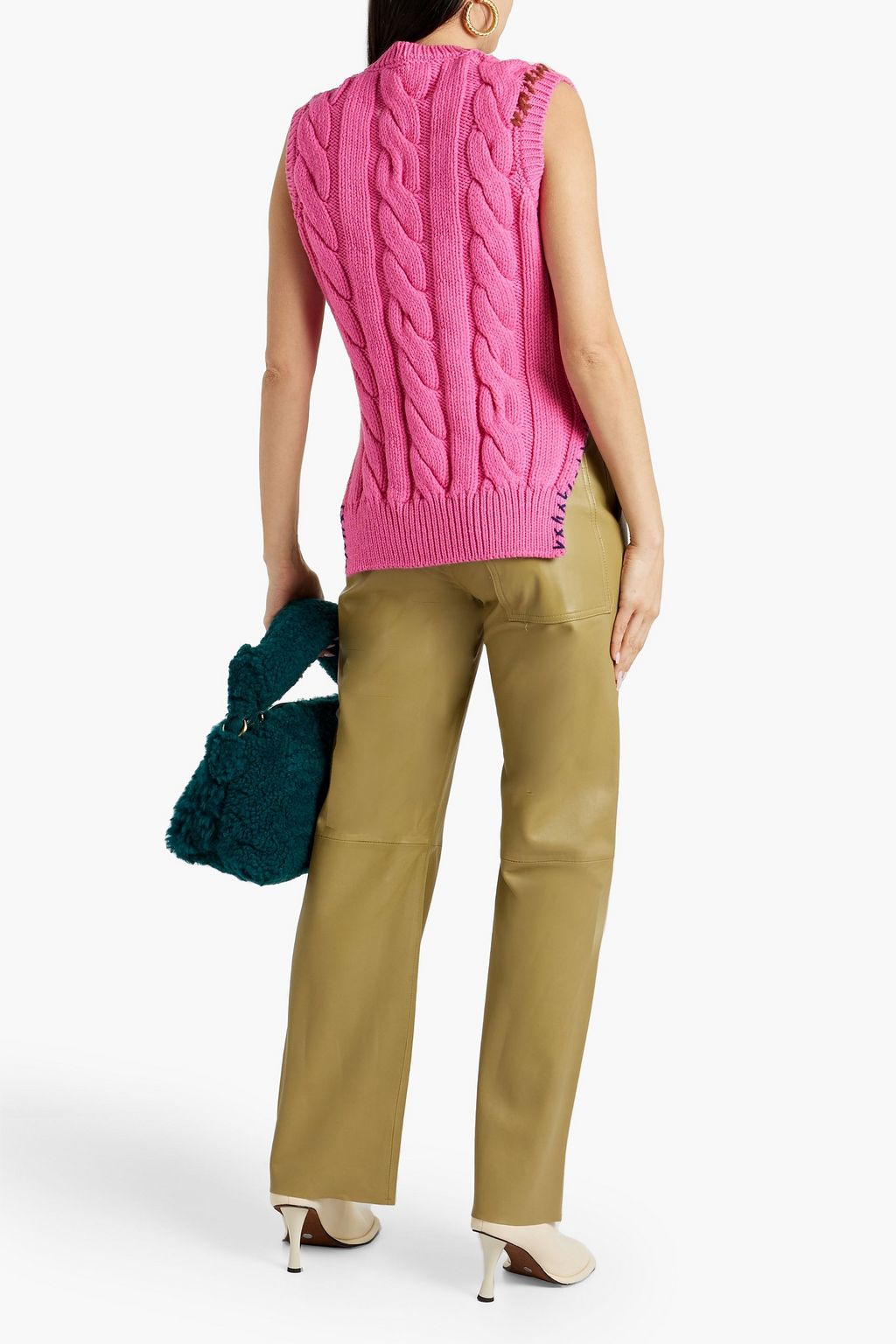 MARNI Embroidered cable-knit wool vest
