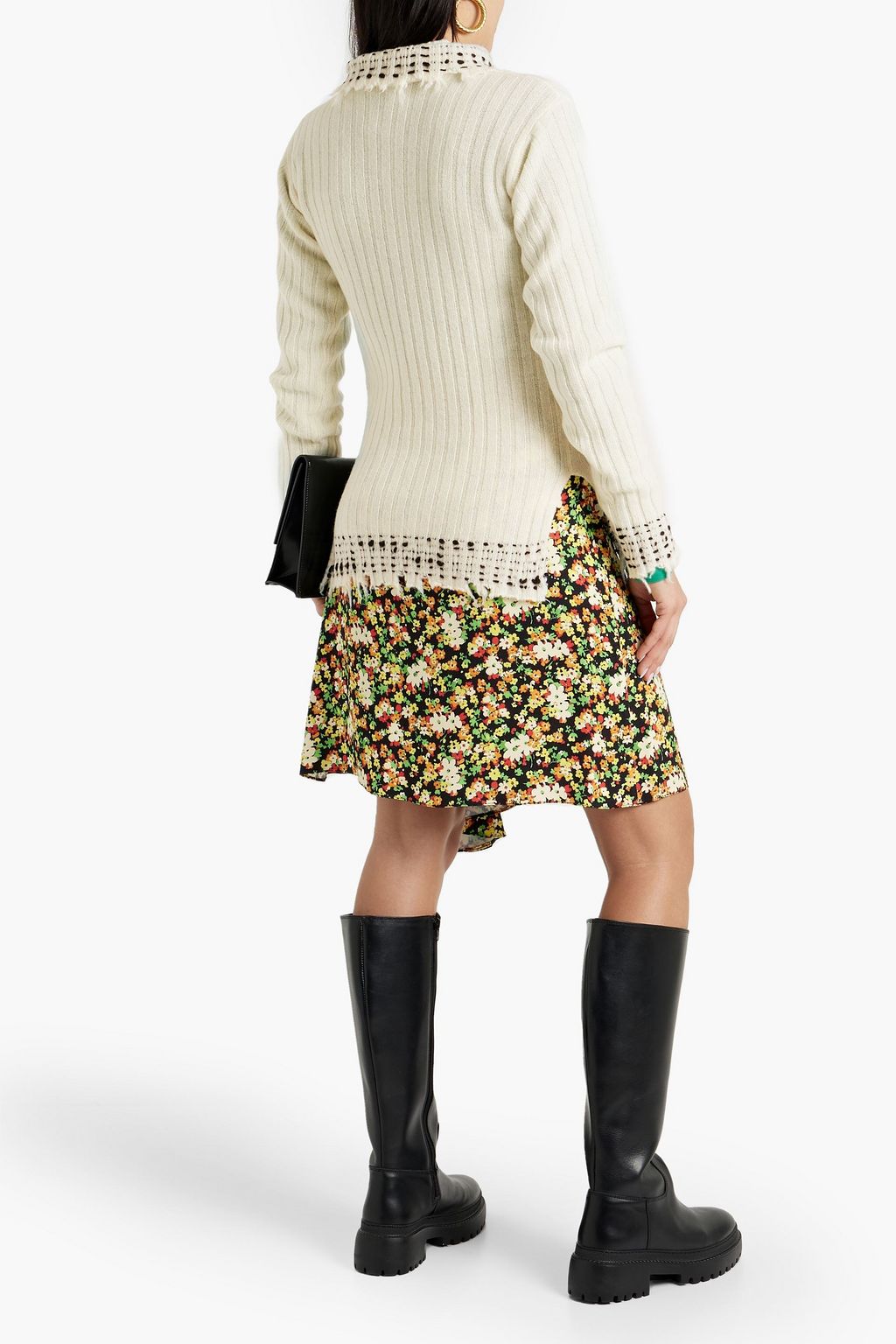 MARNI クレープ スカート ドレープ入り フローラルプリント