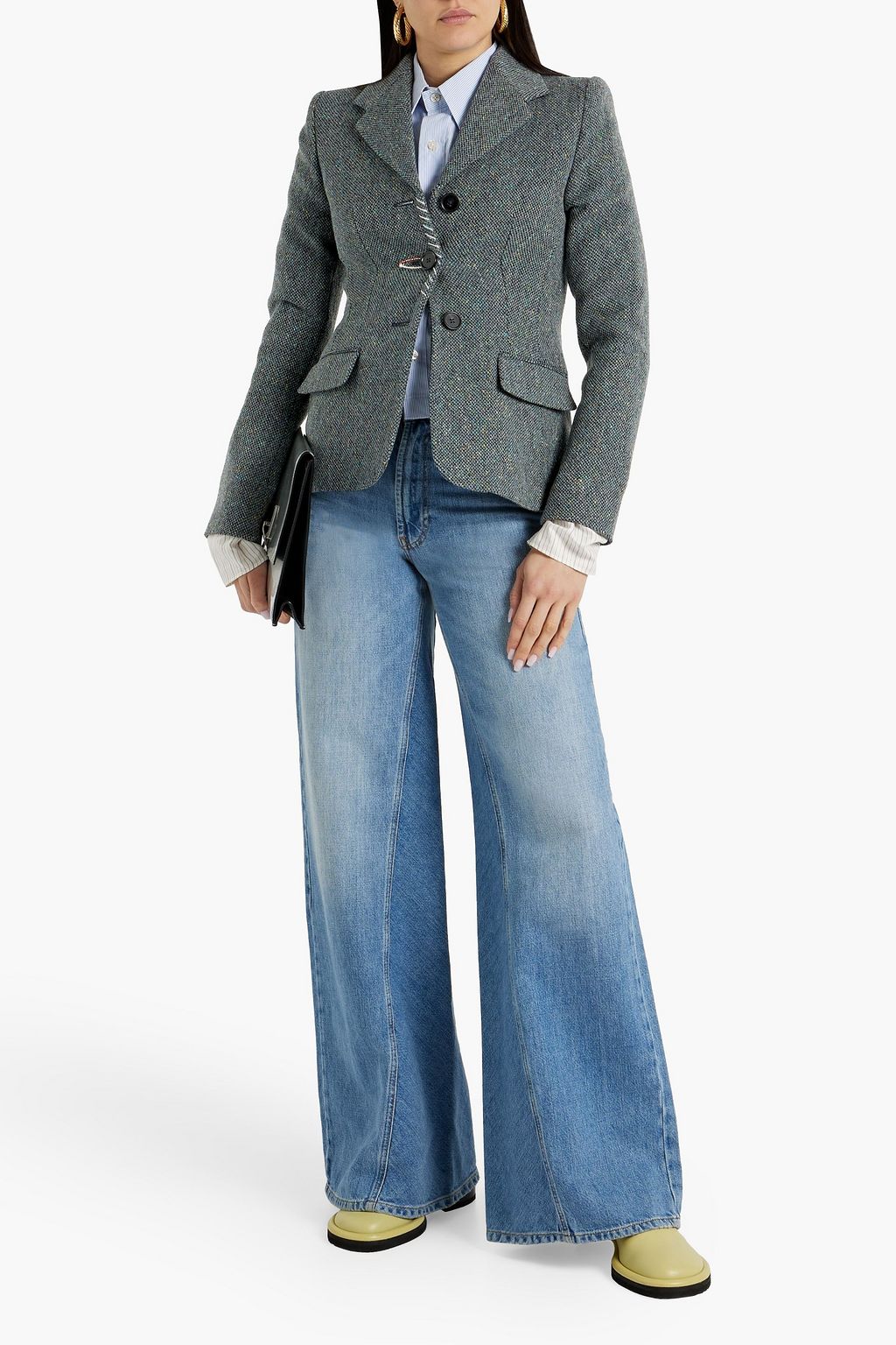 MARNI Embellished Donegal wool-tweed blazer