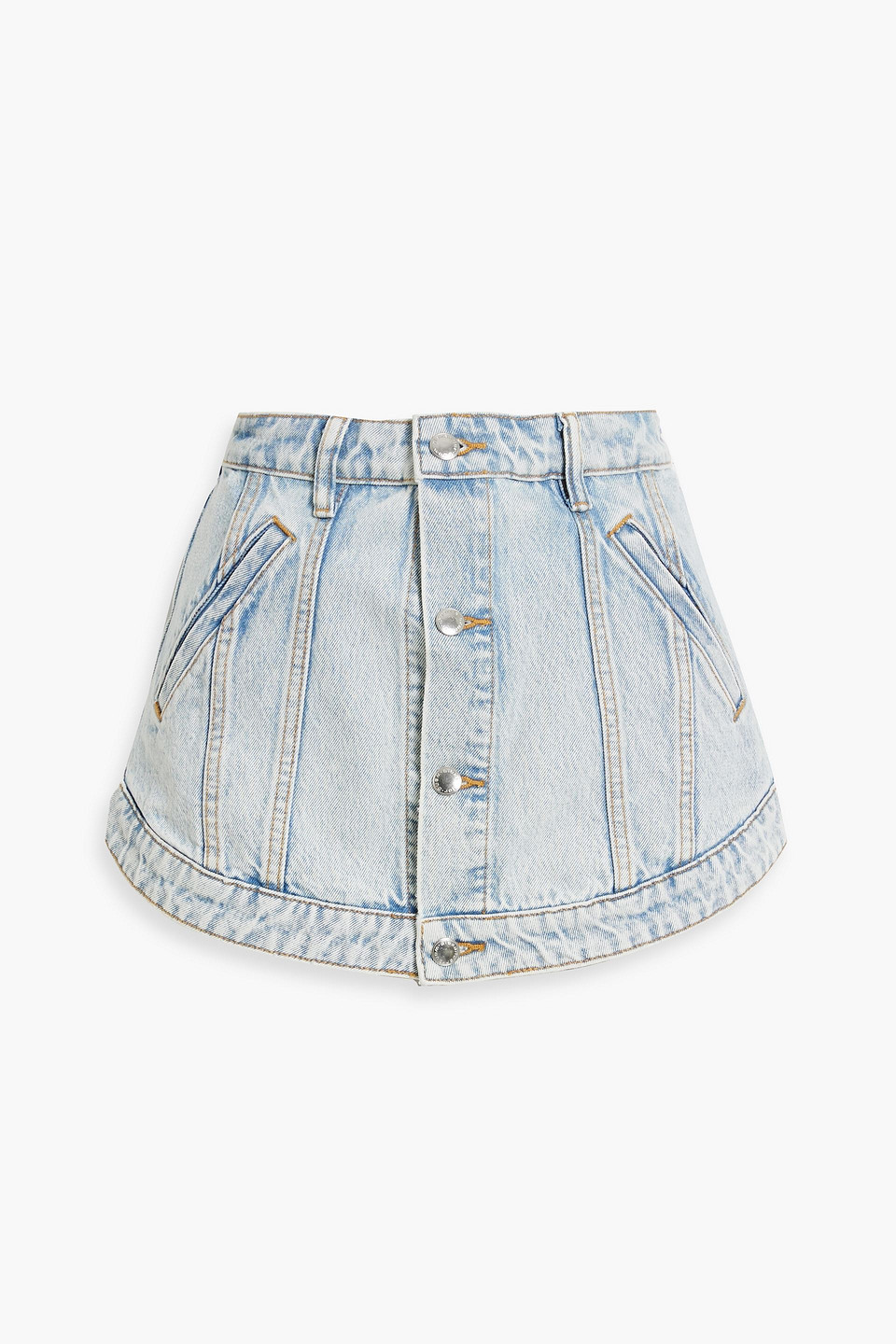 ALEXANDER WANG SKIRT-EFFECT FADED DENIM SHORTS 3074457345635549135