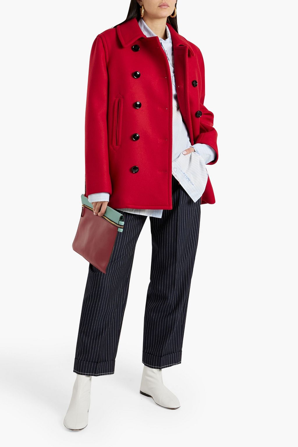 MARNI 더블 브레스티드 울 펠트 코트