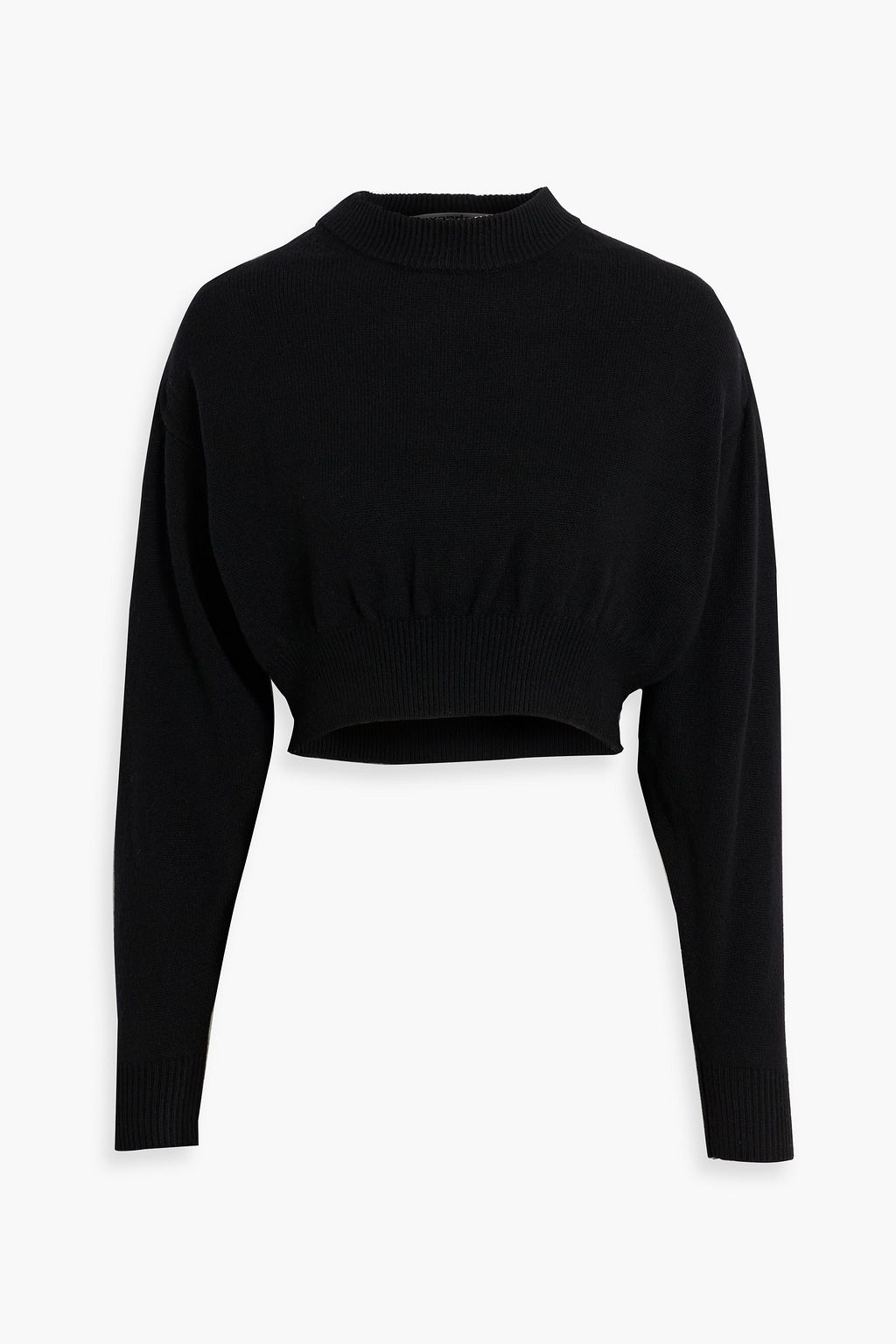 ALEXANDER WANG Cropped tulle-paneled cutout knitted sweater | THE OUTNET