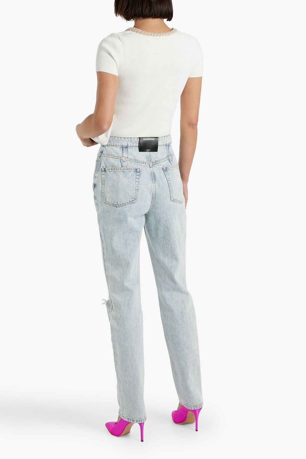ALEXANDER WANG Chain-embellished ribbed-knit top