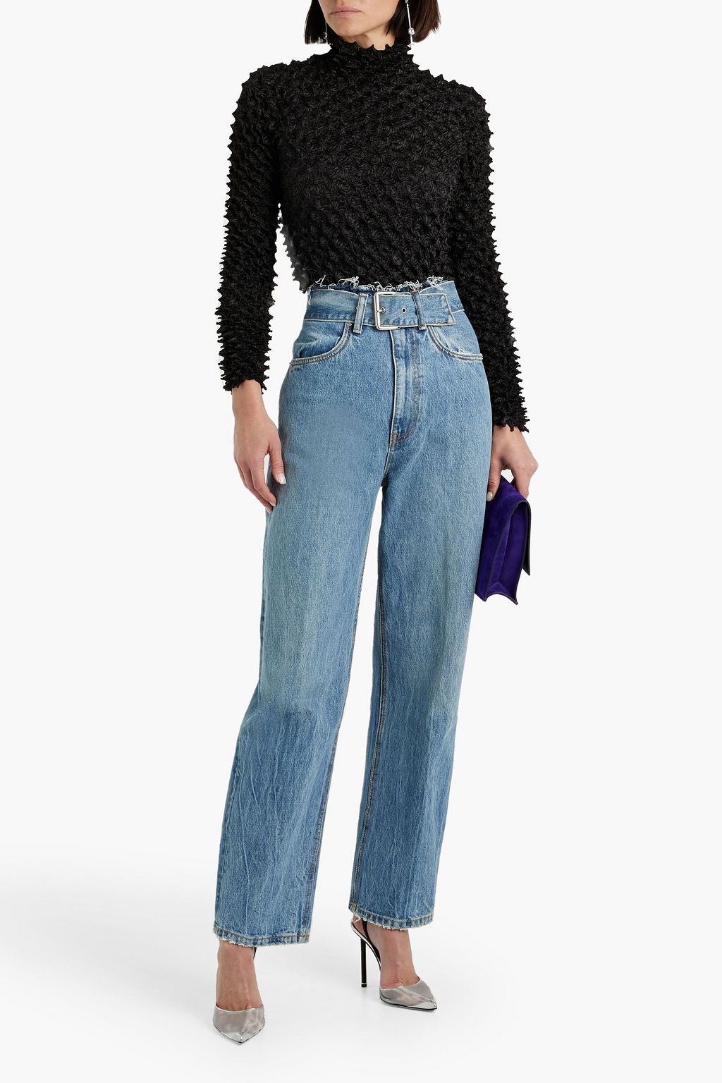 ALEXANDER WANG Shibori satin-cloqué turtleneck top