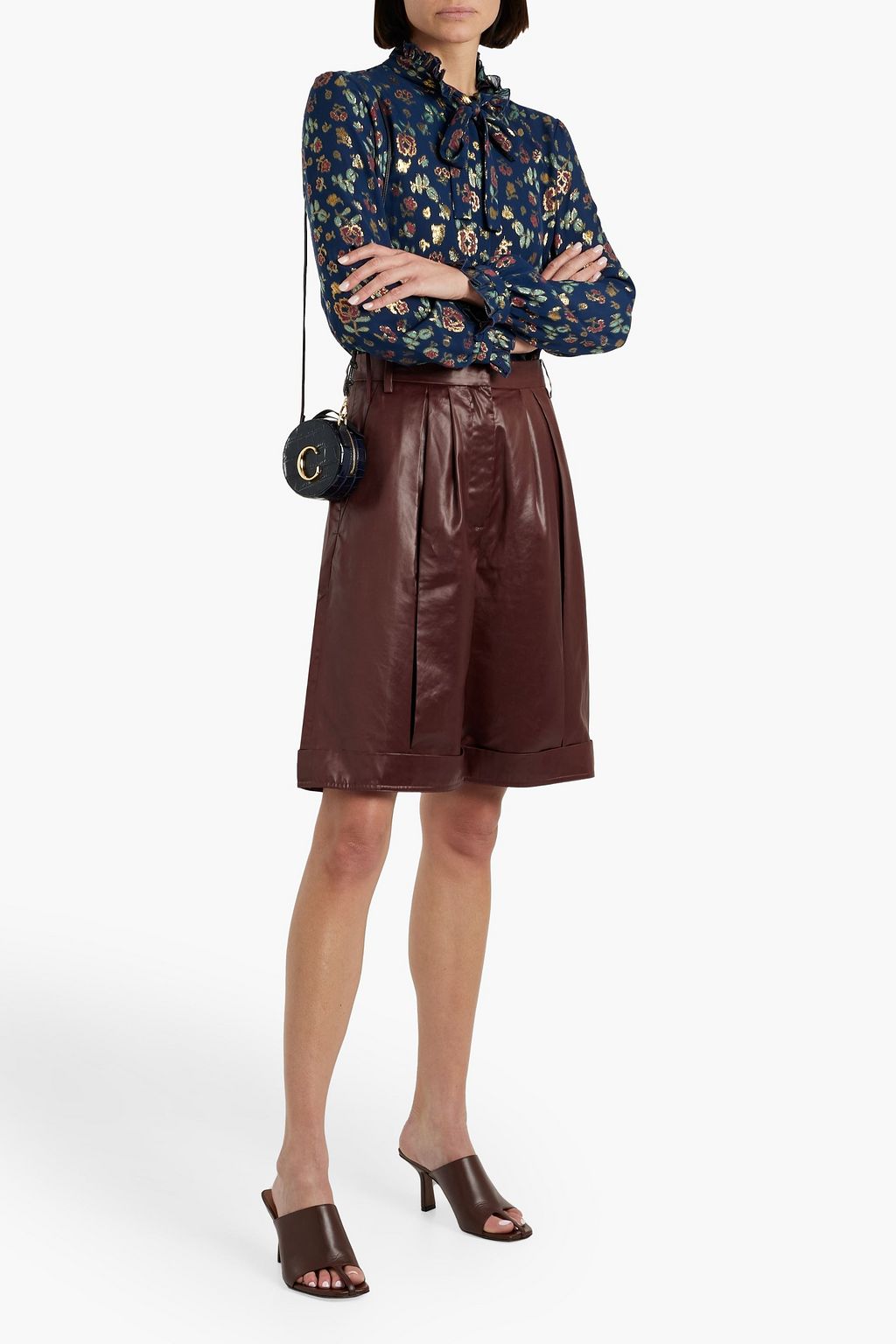 SALONI Emile metallic fil coupé silk-blend chiffon blouse