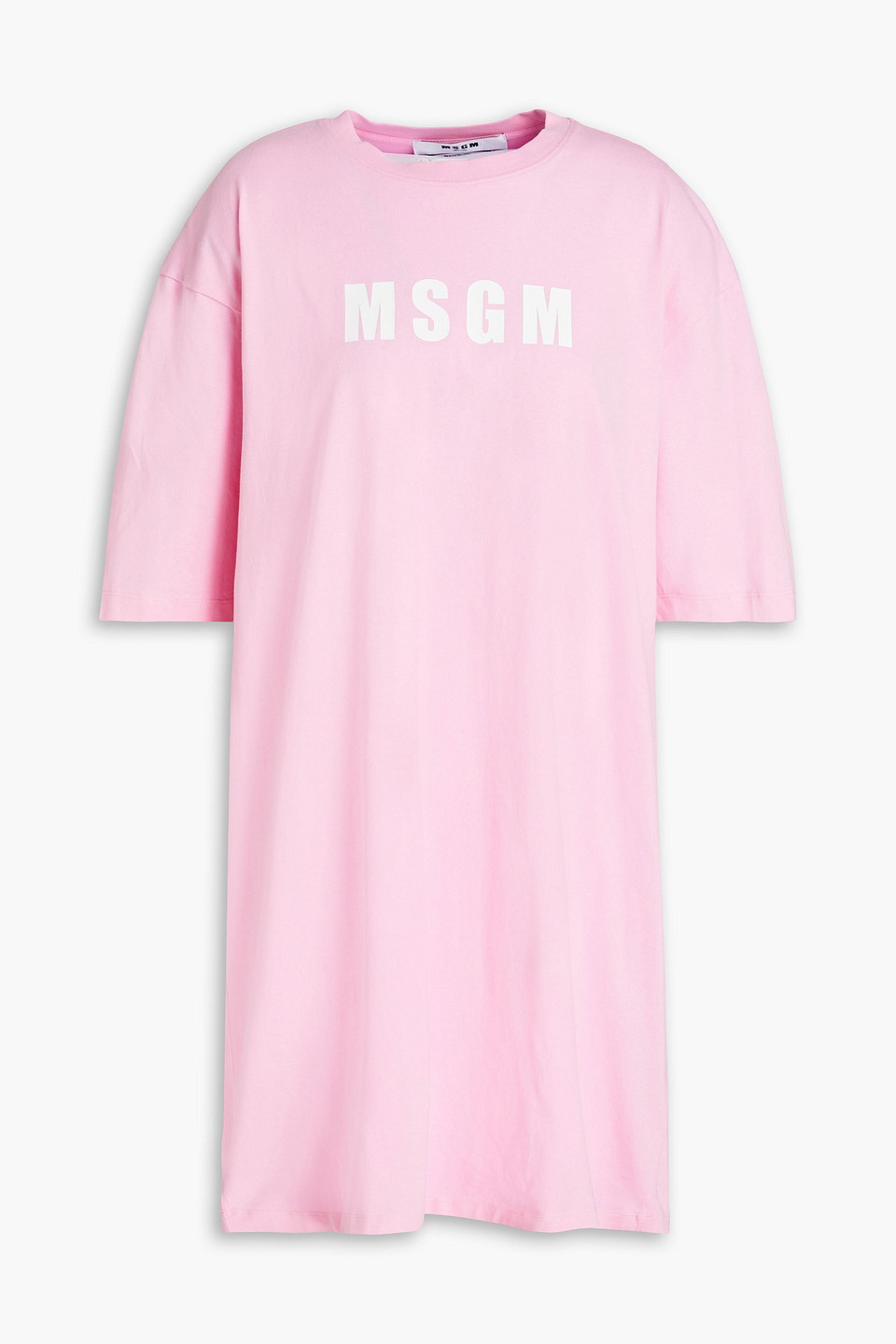 Msgm Printed Cotton-jersey Mini Dress In Baby Pink