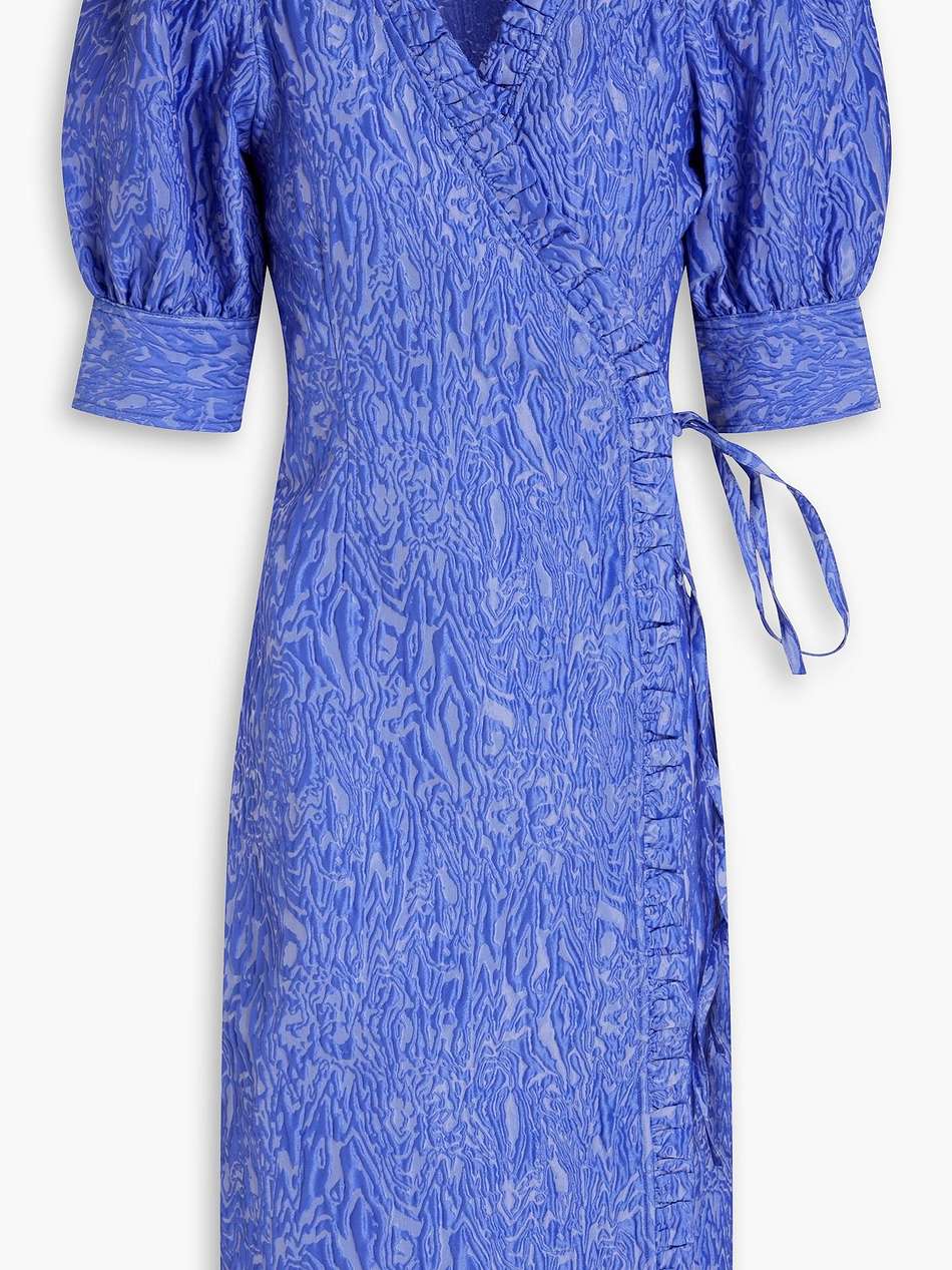 ruffled cloqué wrap dress