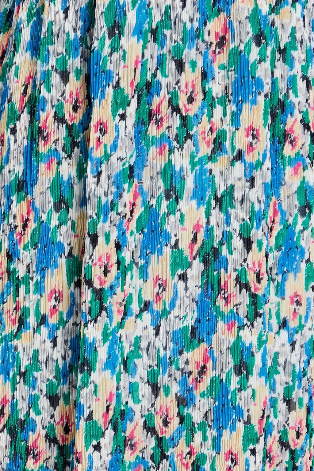 GANNI Floral-print plissé-georgette midi dress