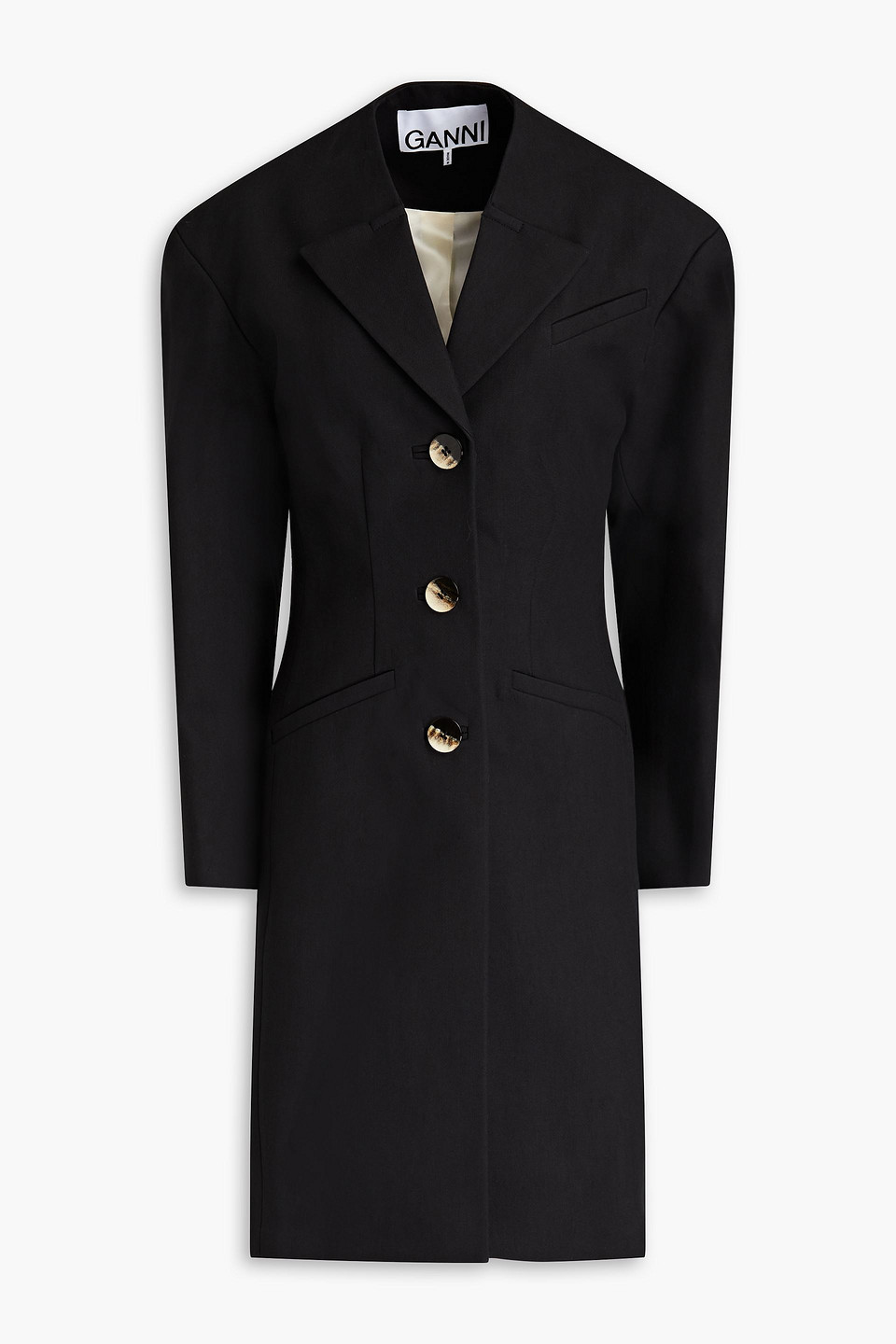 Ganni Crepe Coat In Black