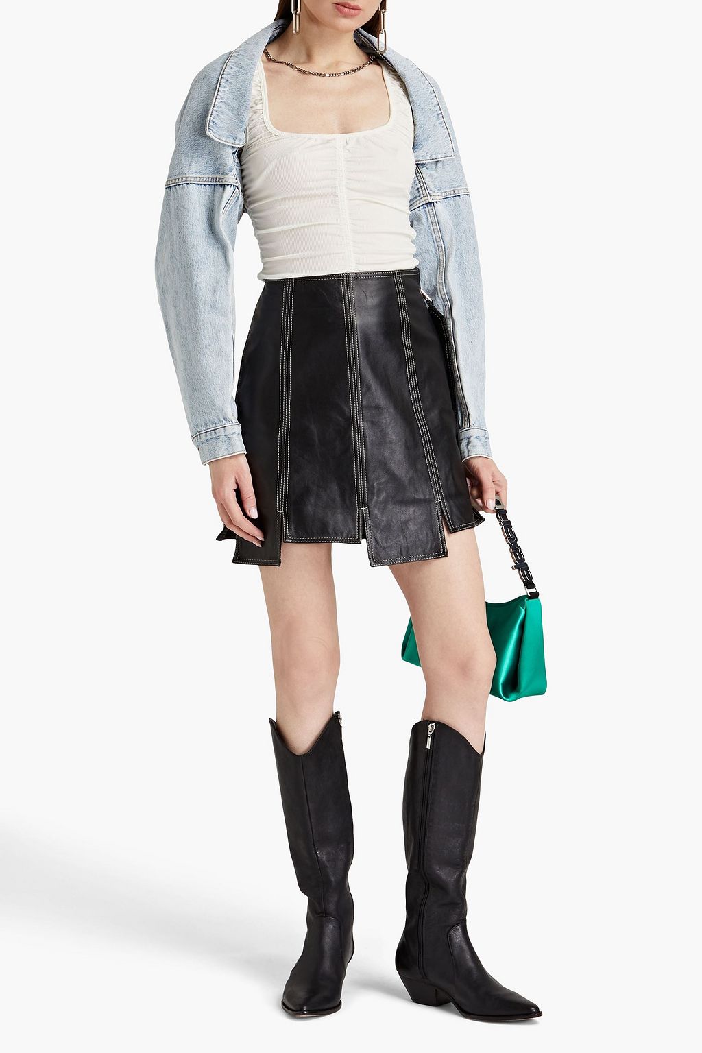 ALEXANDER WANG Ruched ribbed jersey tank