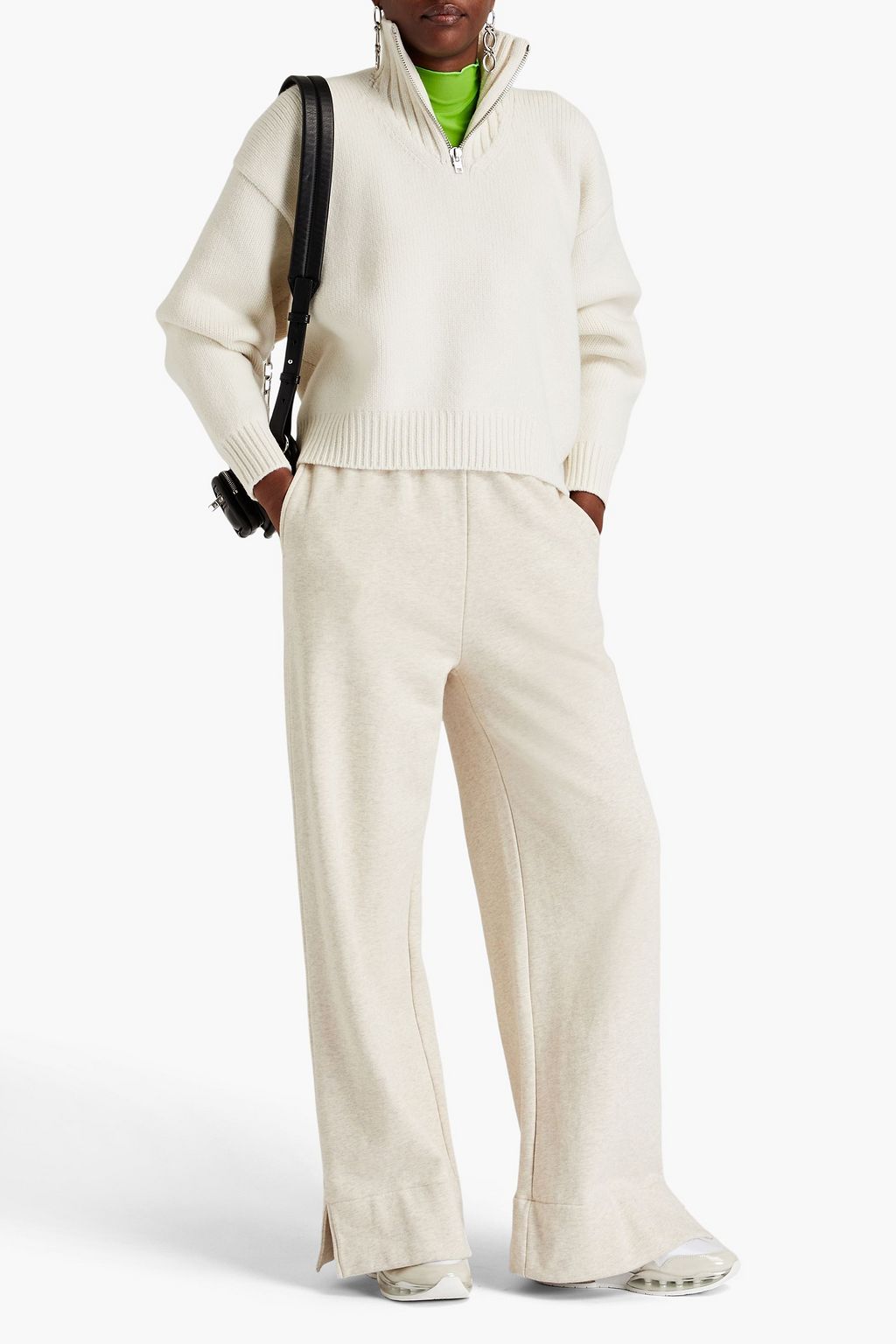 ALEXANDER WANG Mélange wool-blend half-zip sweater
