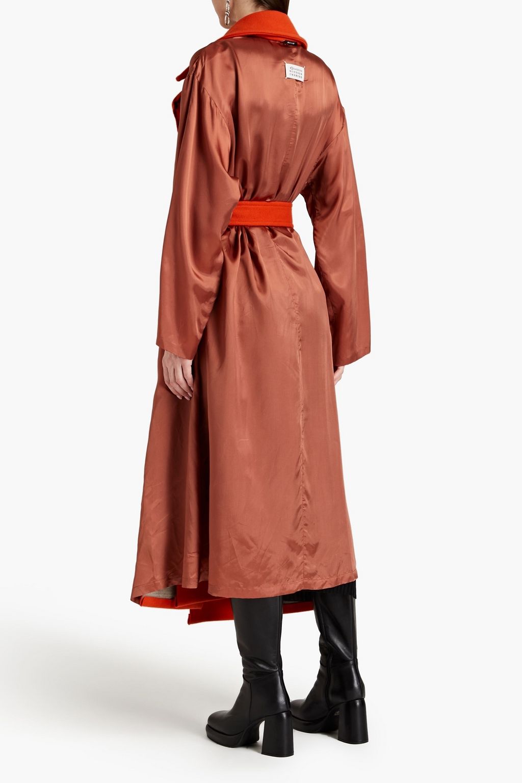 MAISON MARGIELA معطف طويل من الجوخ الصوفي بأجزاء من الساتان