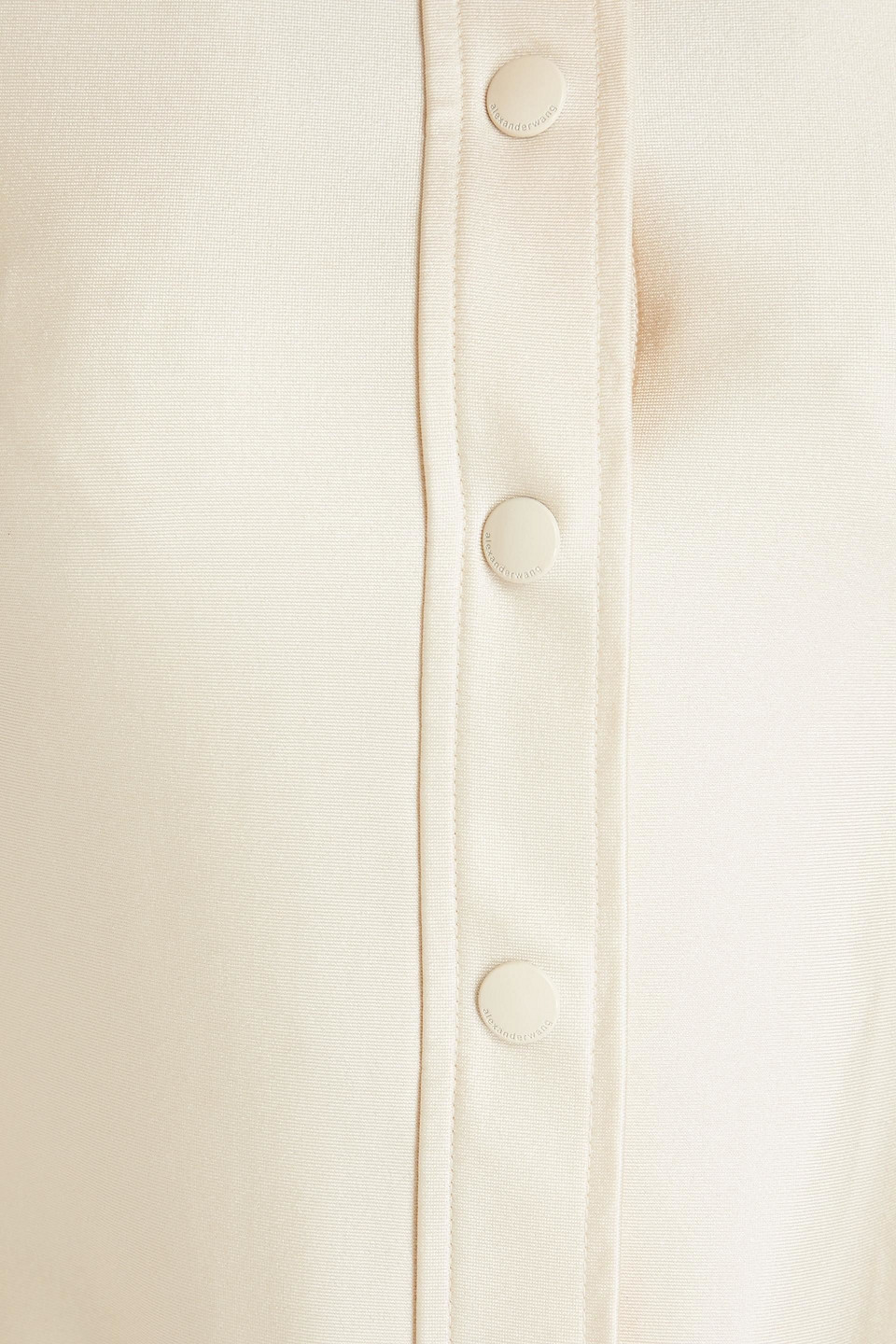 Alexander Wang Crystal-embellished Satin-jersey Shirt In Cream