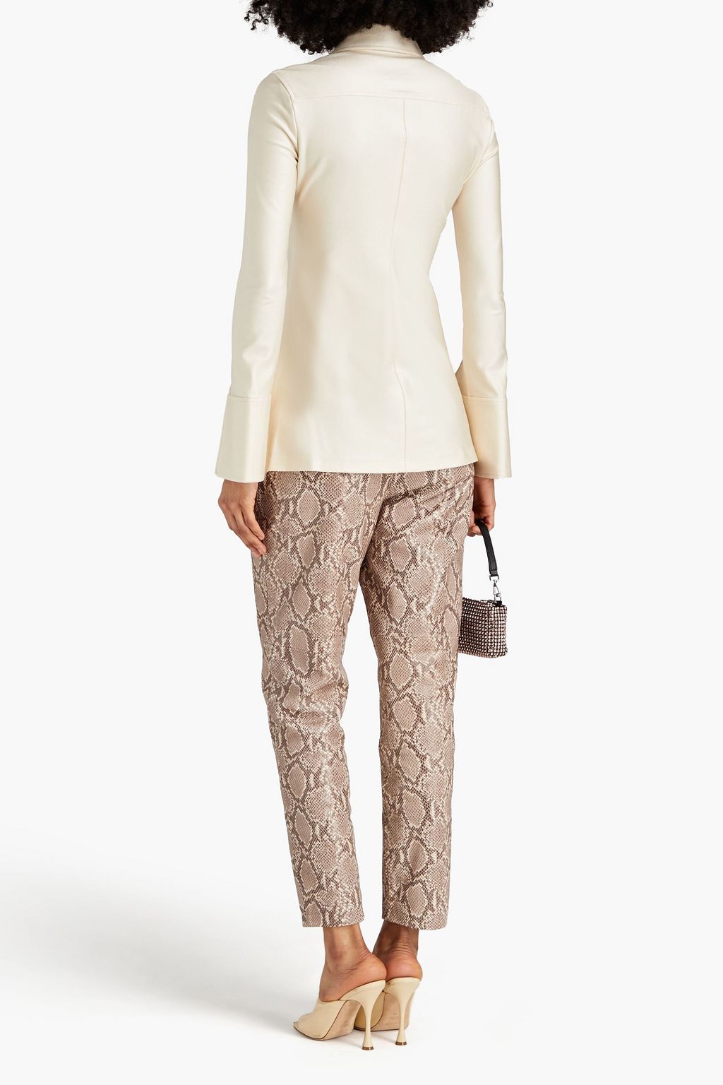 ALEXANDER WANG Crystal-embellished satin-jersey shirt