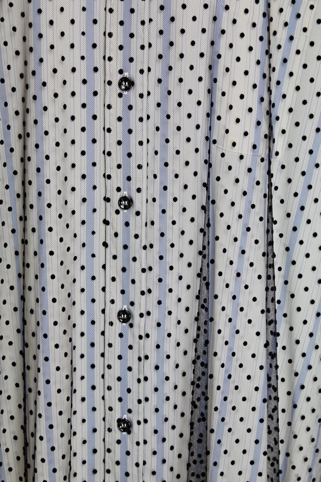 MAISON MARGIELA Mehrlagiges Hemdkleid aus Cady und beflocktem Tüll mit Streifen