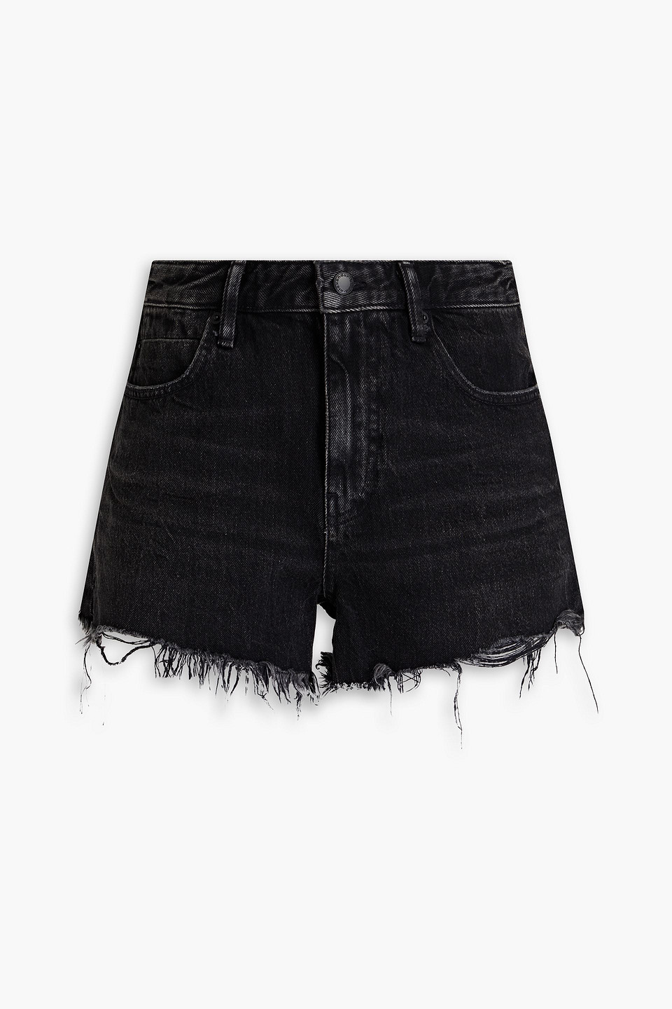 Alexander Wang Bite Frayed-hem Denim Shorts In Black