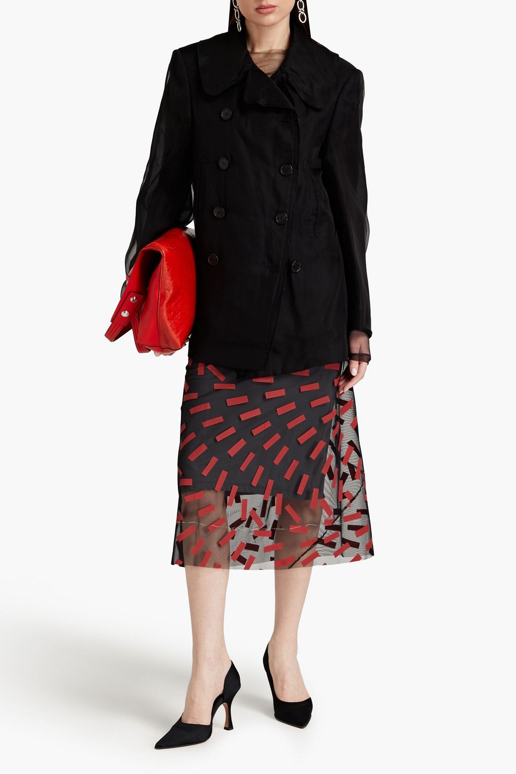 MAISON MARGIELA 더블 브레스티드 코튼 오간자 레이어드 재킷