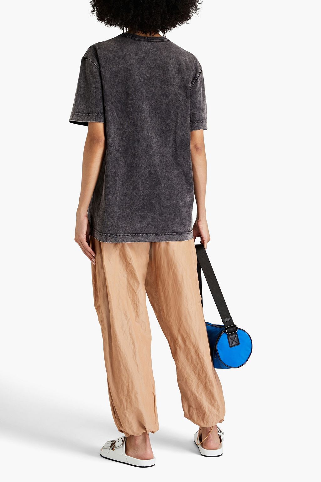 ALEXANDER WANG Logo-appliquéd faded cotton-jersey T-shirt