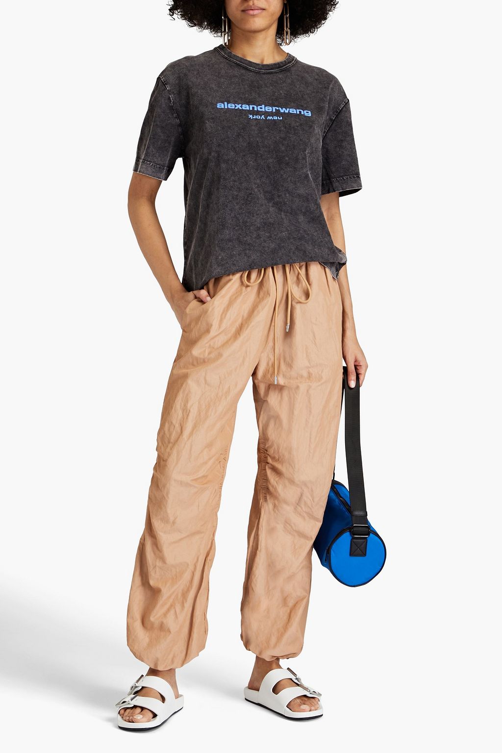 ALEXANDER WANG Logo-appliquéd faded cotton-jersey T-shirt