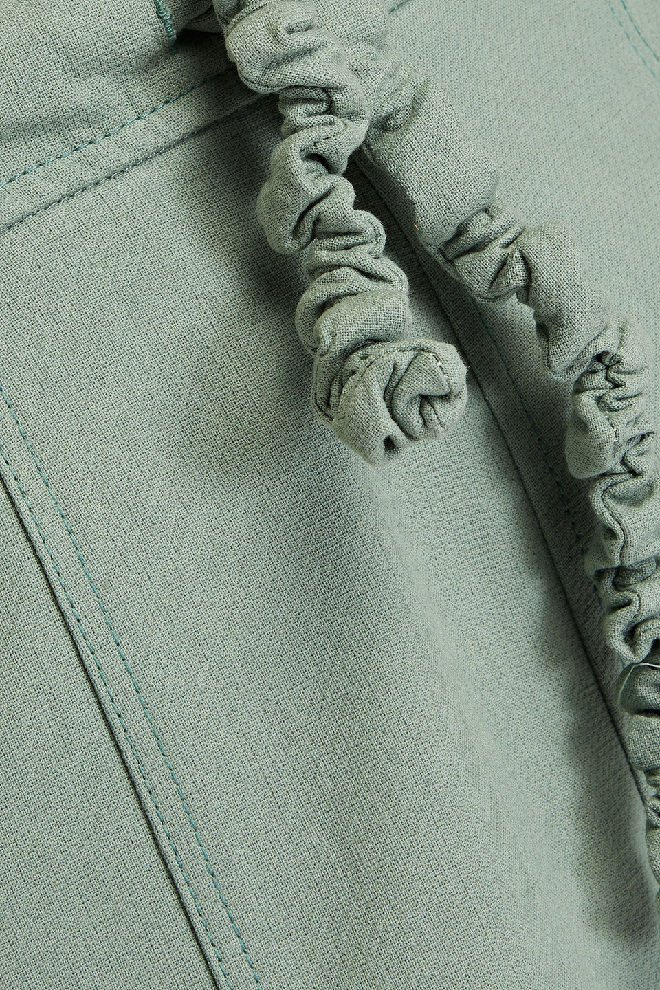 Ganni Drawstring Cotton Suiting Shorts In Grey Green