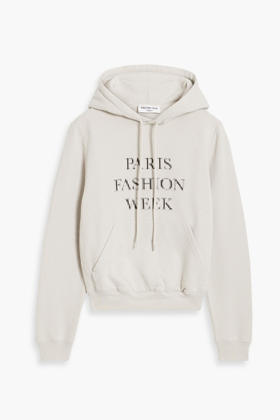 Balenciaga Printed Cotton-fleece Hoodie In Stone