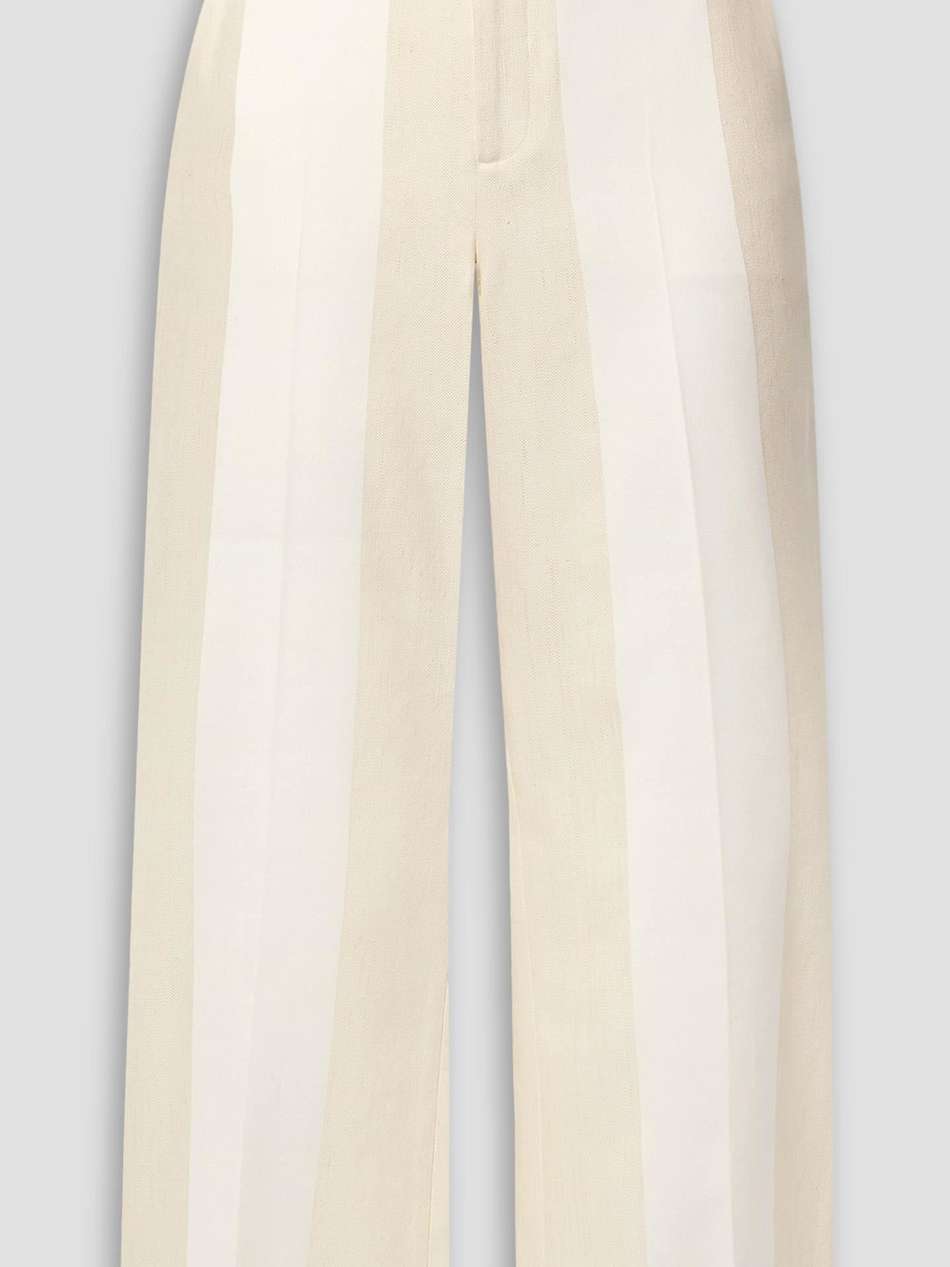 neva two-tone paneled cotton and linen-blend flared pants