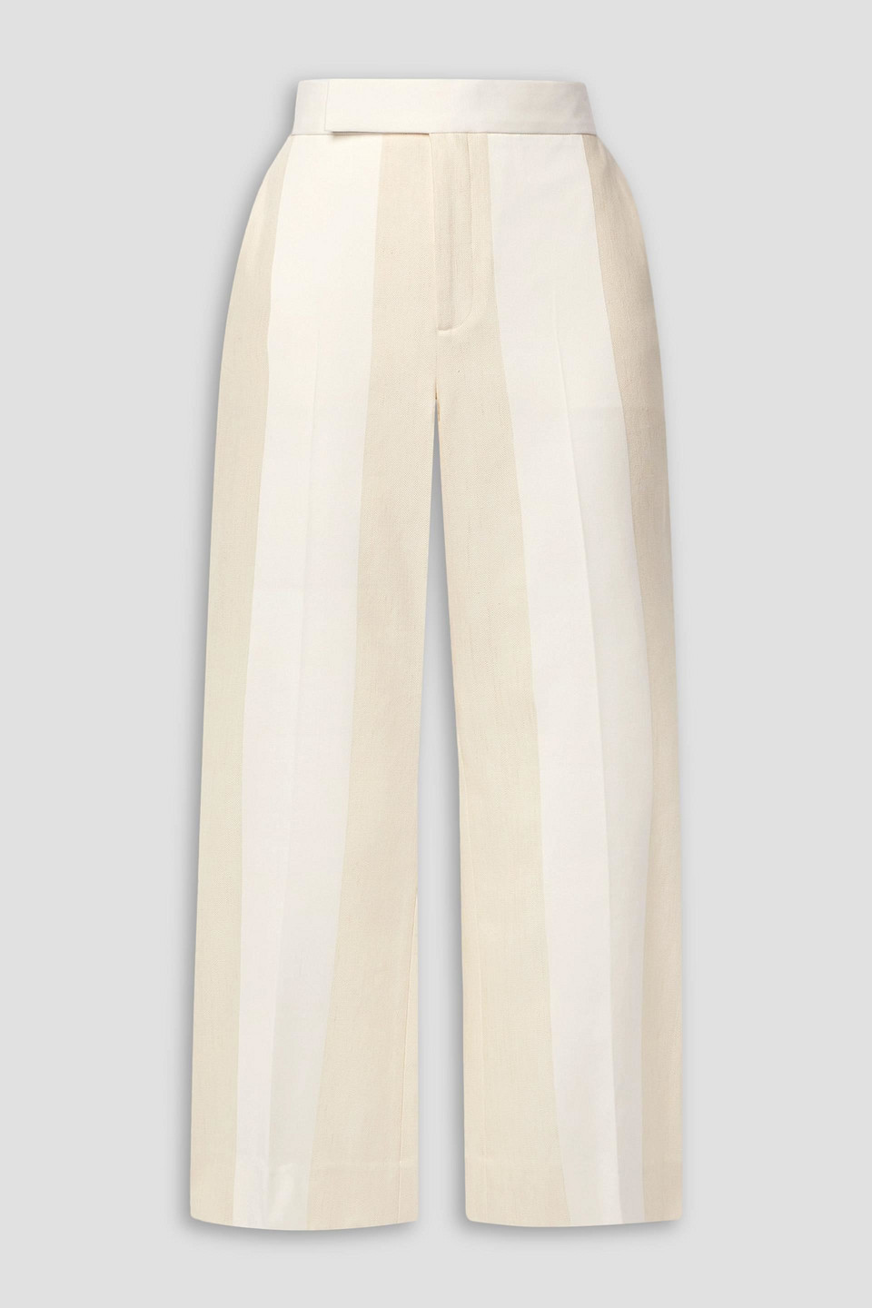 Partow Neva Two-tone Paneled Cotton And Linen-blend Flared-leg Pants In Ivory