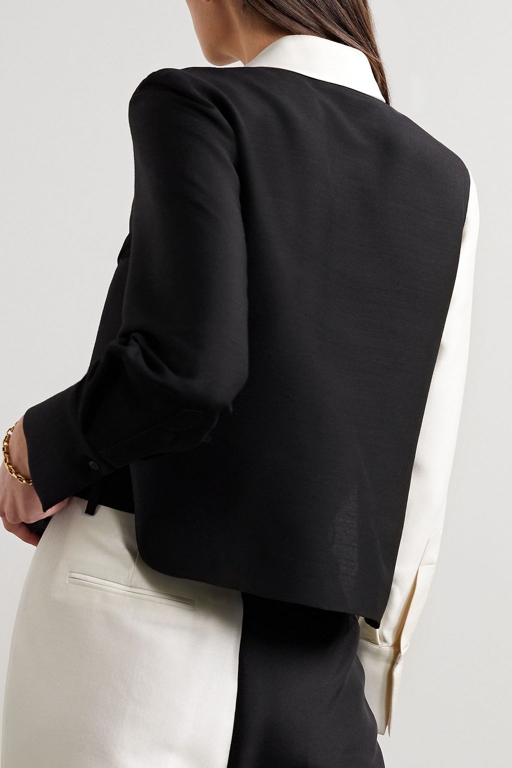 PARTOW Brooks two-tone wool and silk-blend shirt
