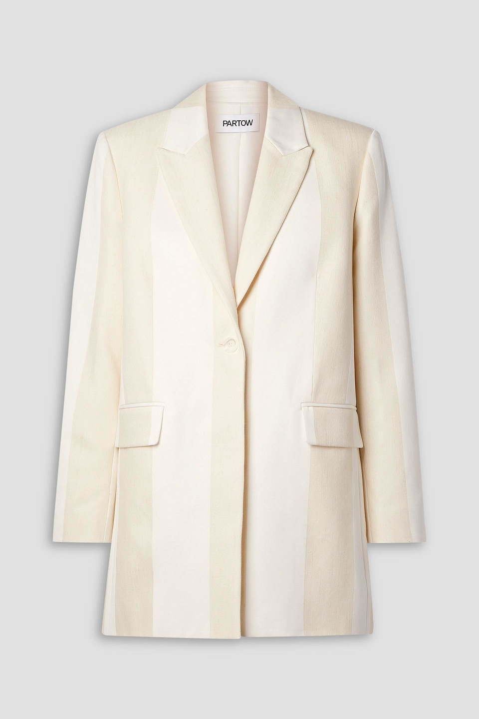 Partow Leo Paneled Cotton And Linen-blend Blazer In Ivory