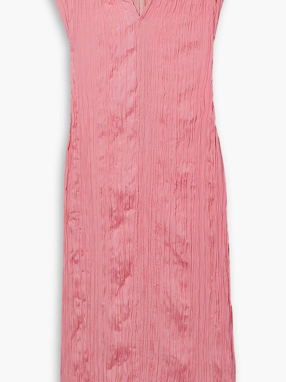 liana plissé-satin midi dress