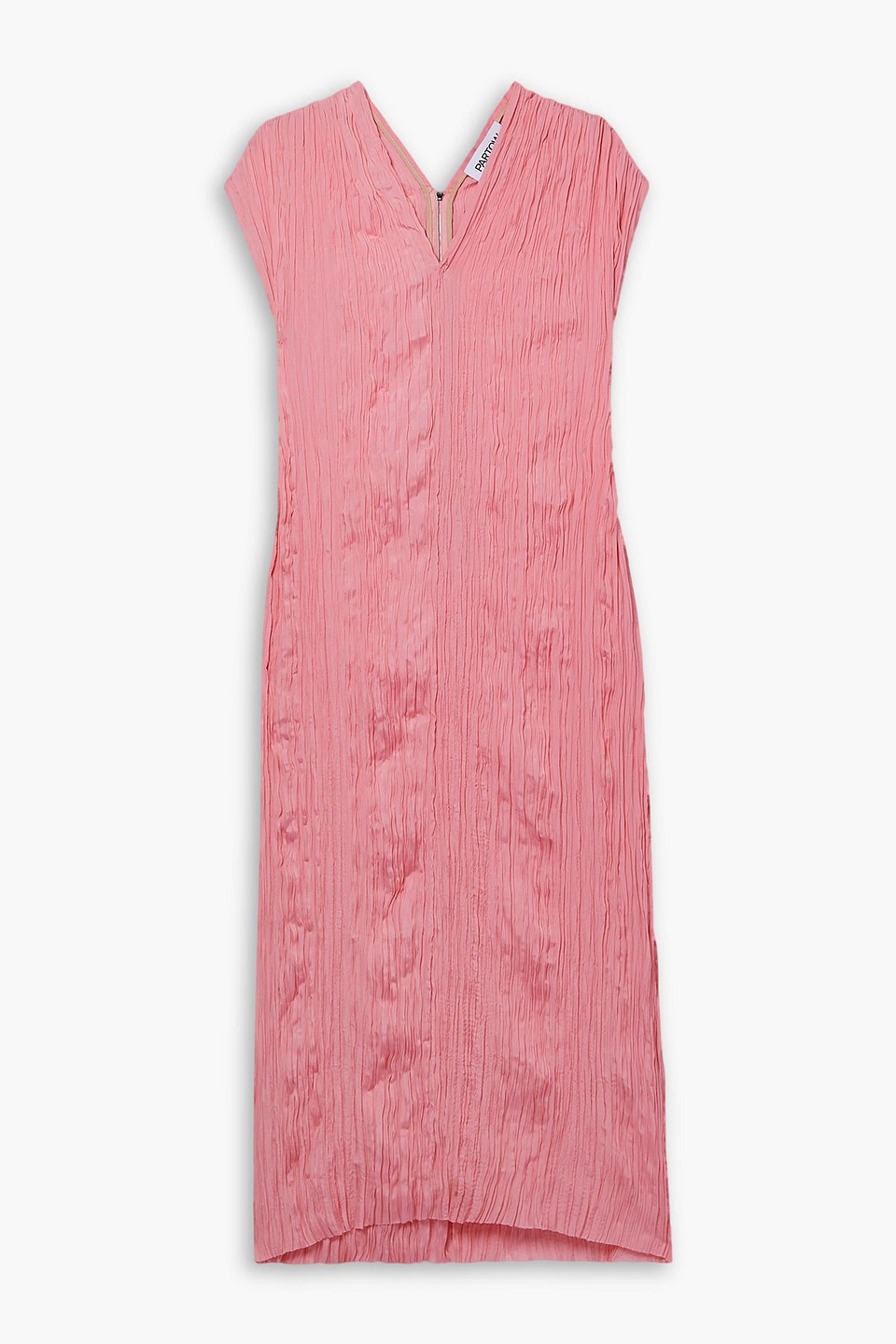 Partow Liana Plissé-satin Midi Dress In Pink