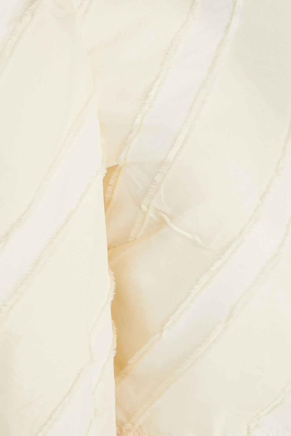 Ganni Cropped Frayed Taffeta Top In Cream