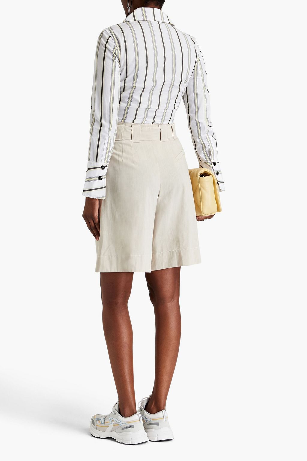 GANNI Belted woven shorts