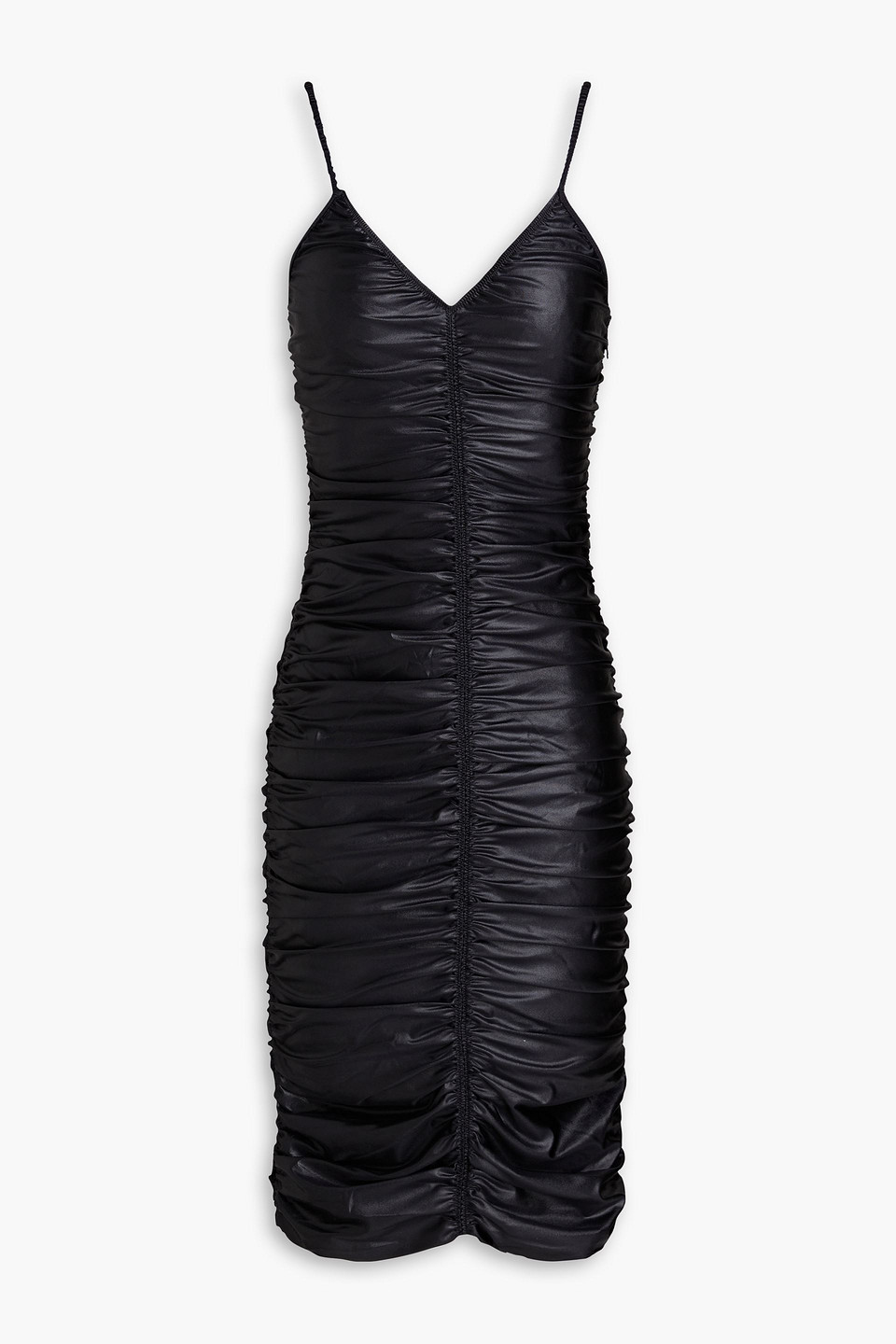 Alexander Wang Ruched Stretch-jersey Dress In Black