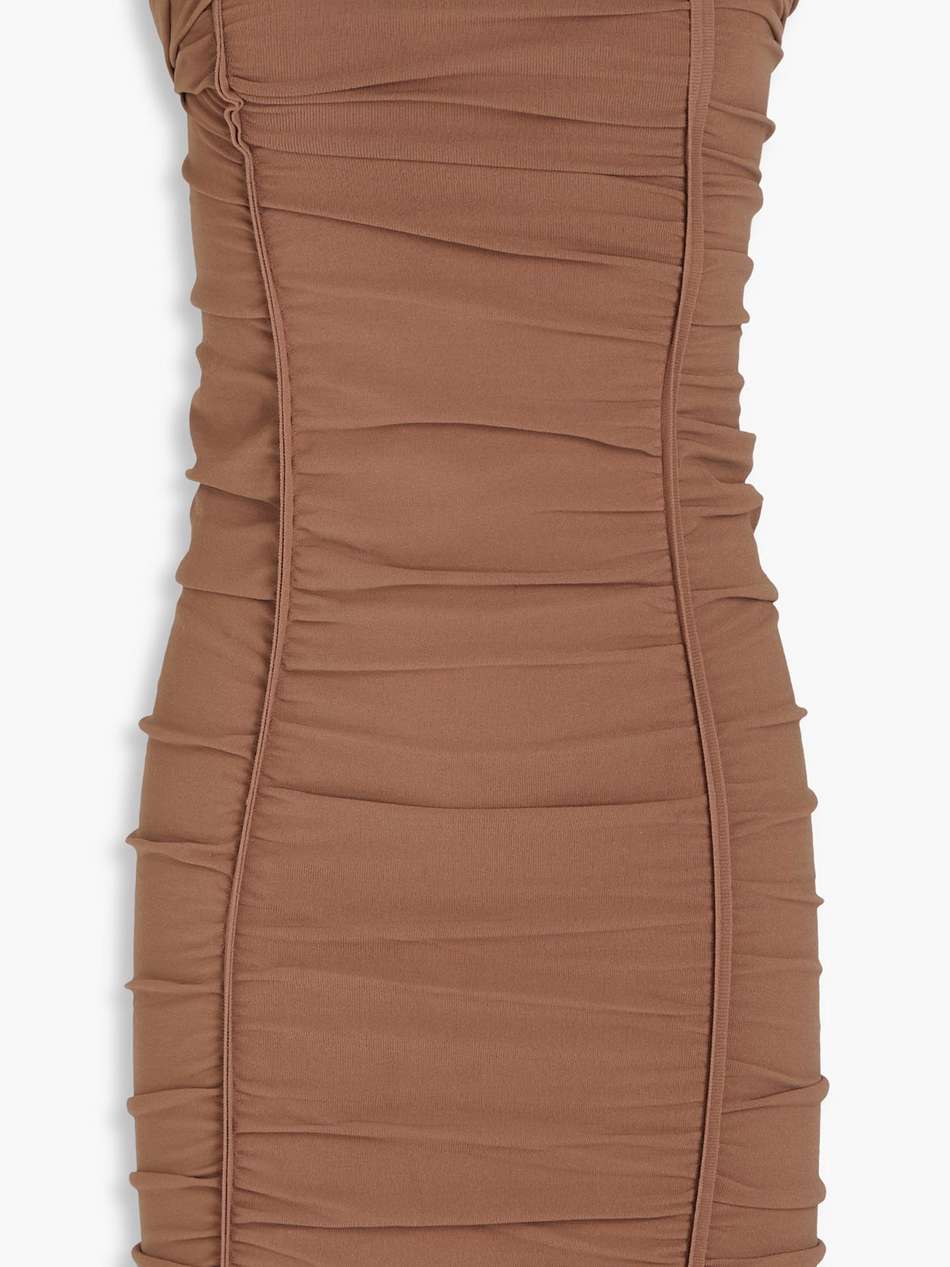strapless ruched stretch-jersey dress