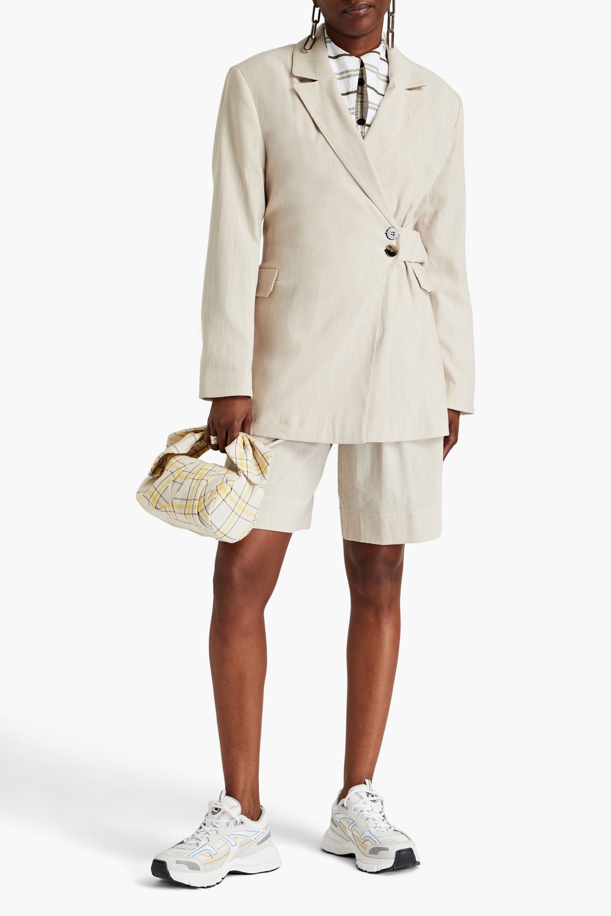 GANNI Belted crepe blazer