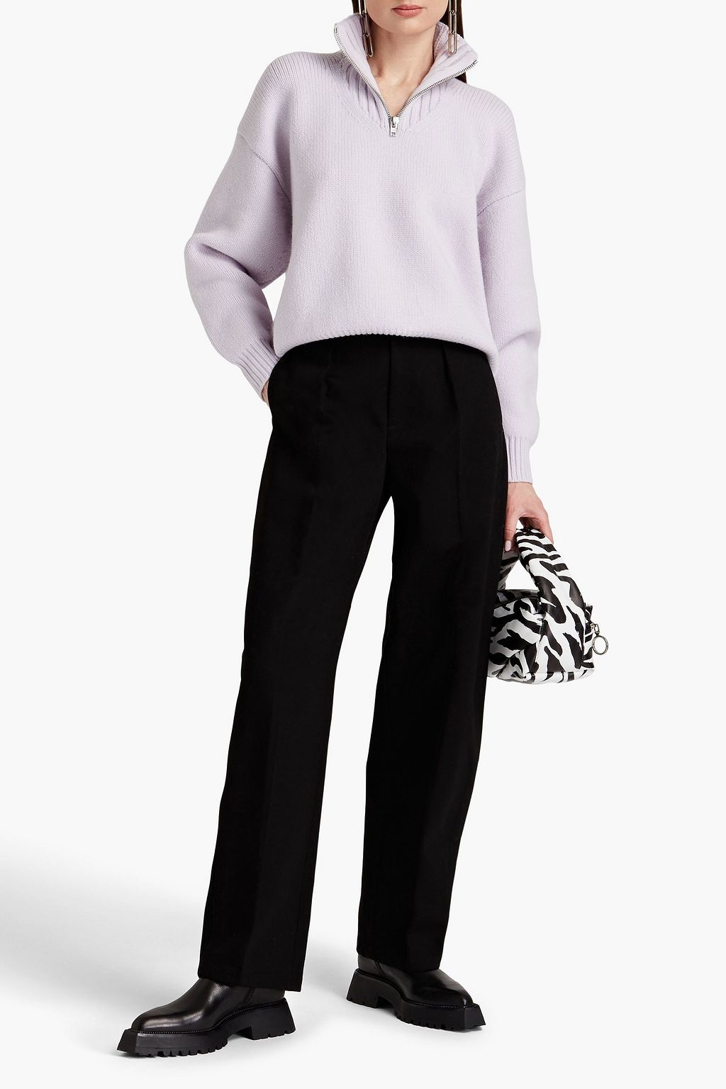 ALEXANDER WANG Mélange wool-blend half-zip sweater
