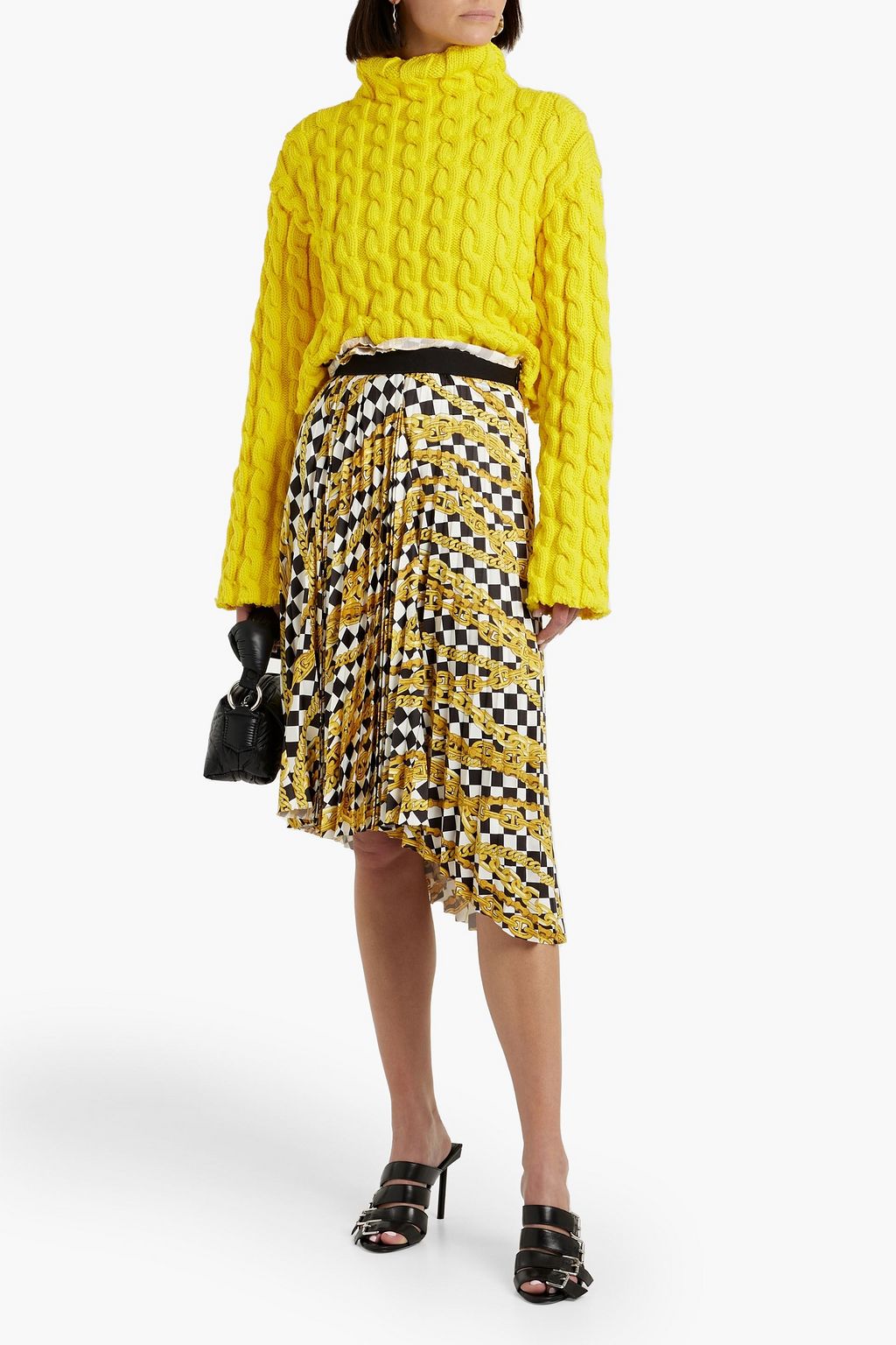 BALENCIAGA Asymmetric printed crepe wrap skirt