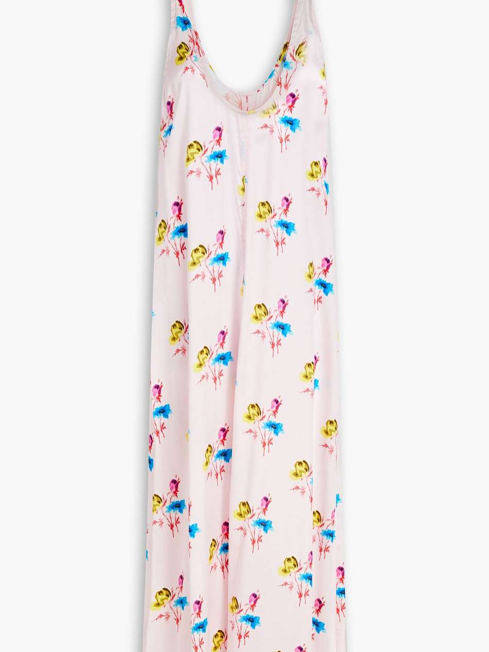 knotted cutout floral-print silk-blend satin midi dress