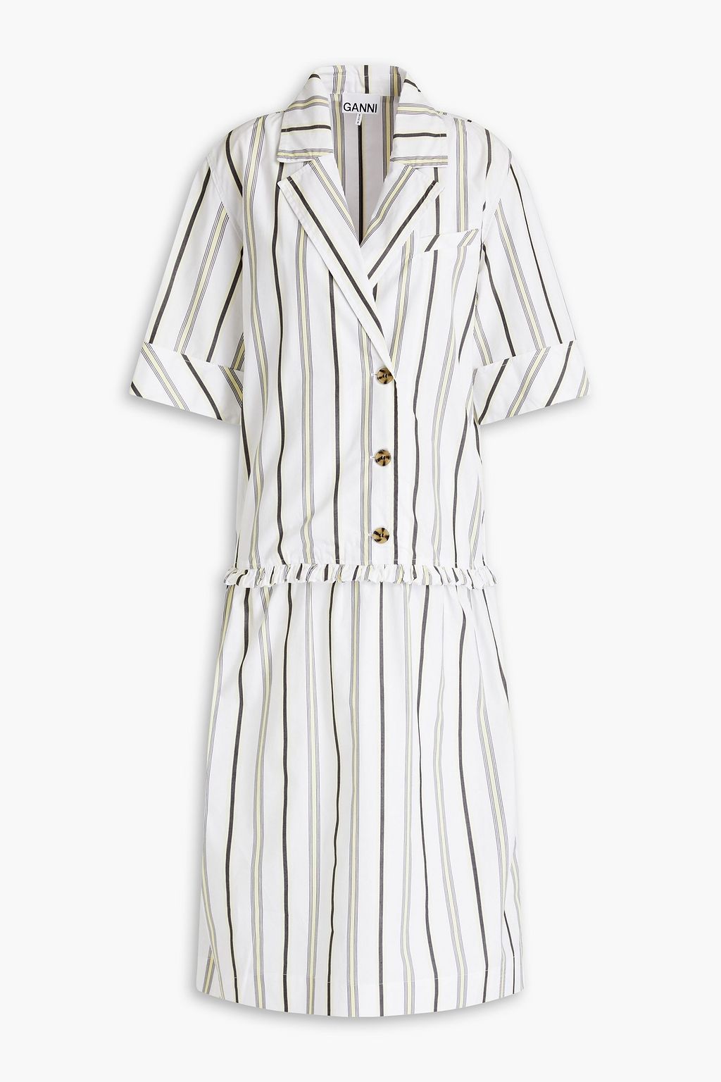 GANNI Gathered Striped Cotton poplin Midi Shirt Dress THE OUTNET GANNI Gathered Striped Cotton poplin Midi Shirt Dress THE OUTNET