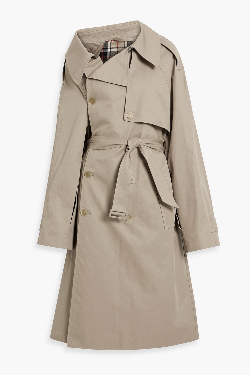 Balenciaga Asymmetric Cotton-gabardine Trench Coat In Mushroom