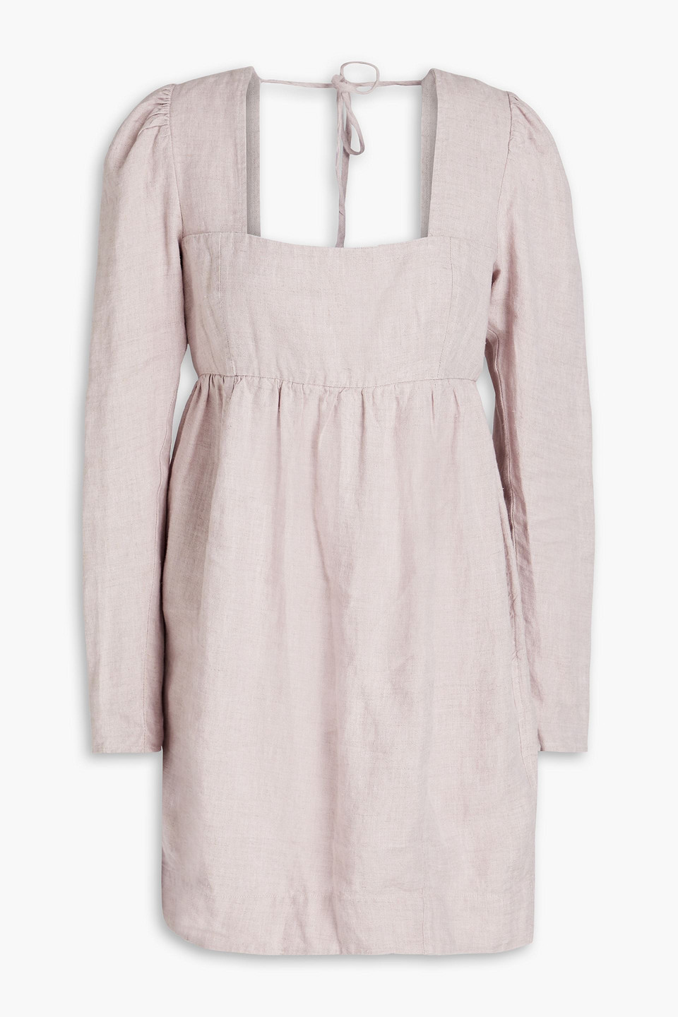 Ganni Gathered Hemp Mini Dress In Lilac