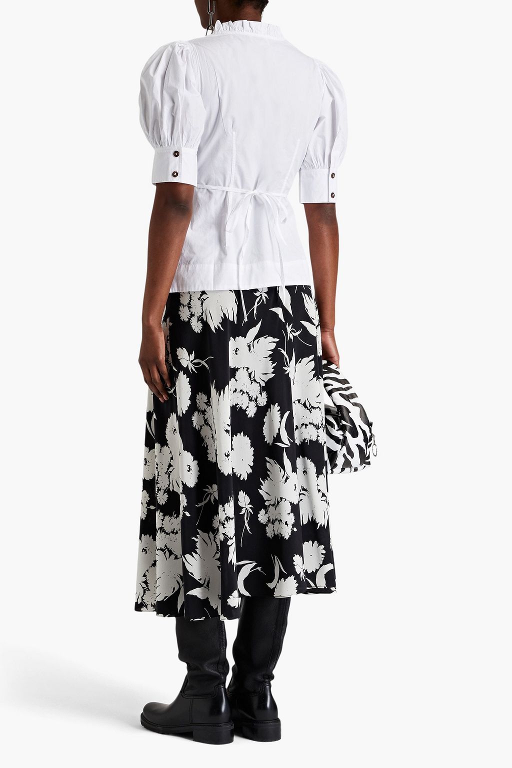 GANNI Cotton-poplin wrap blouse
