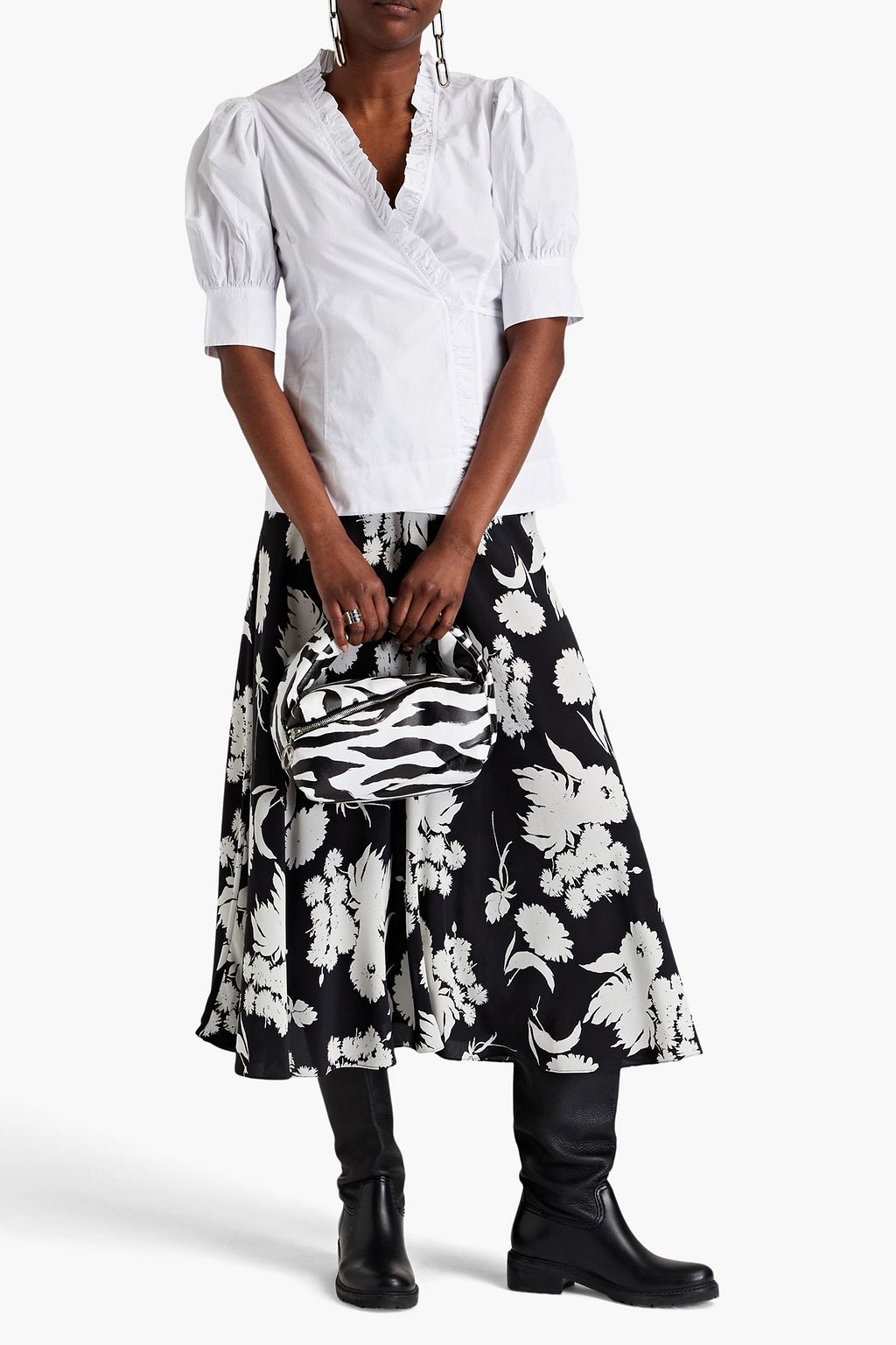 GANNI Cotton-poplin wrap blouse