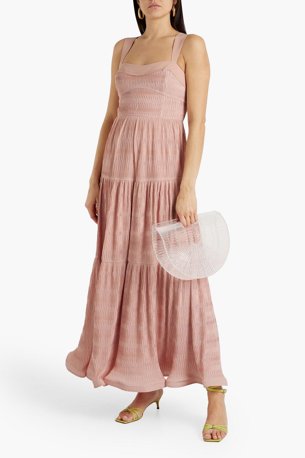 SIMKHAI Tiered crinkled woven maxi dress