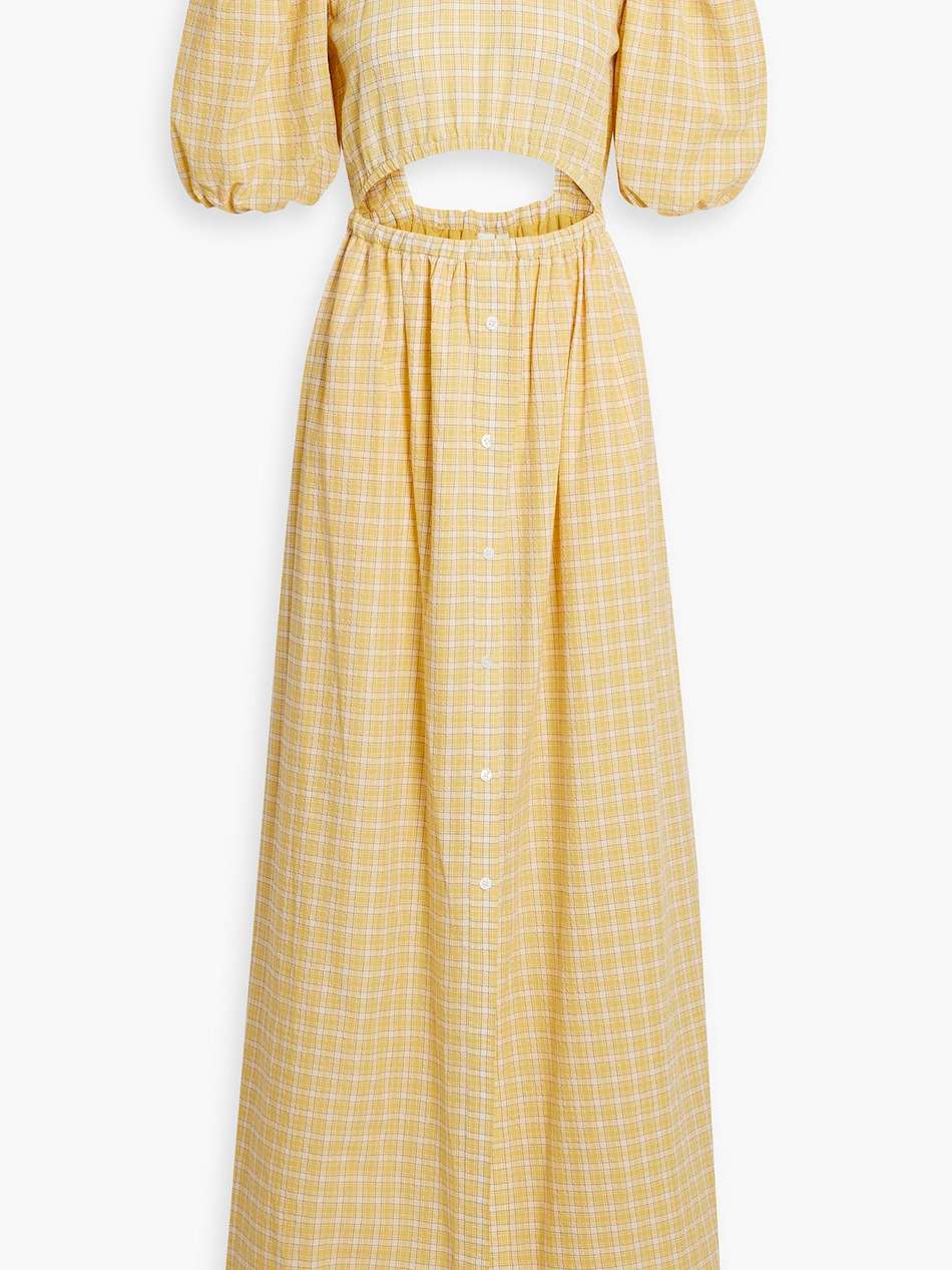 briddy cutout checked cotton-blend maxi dress