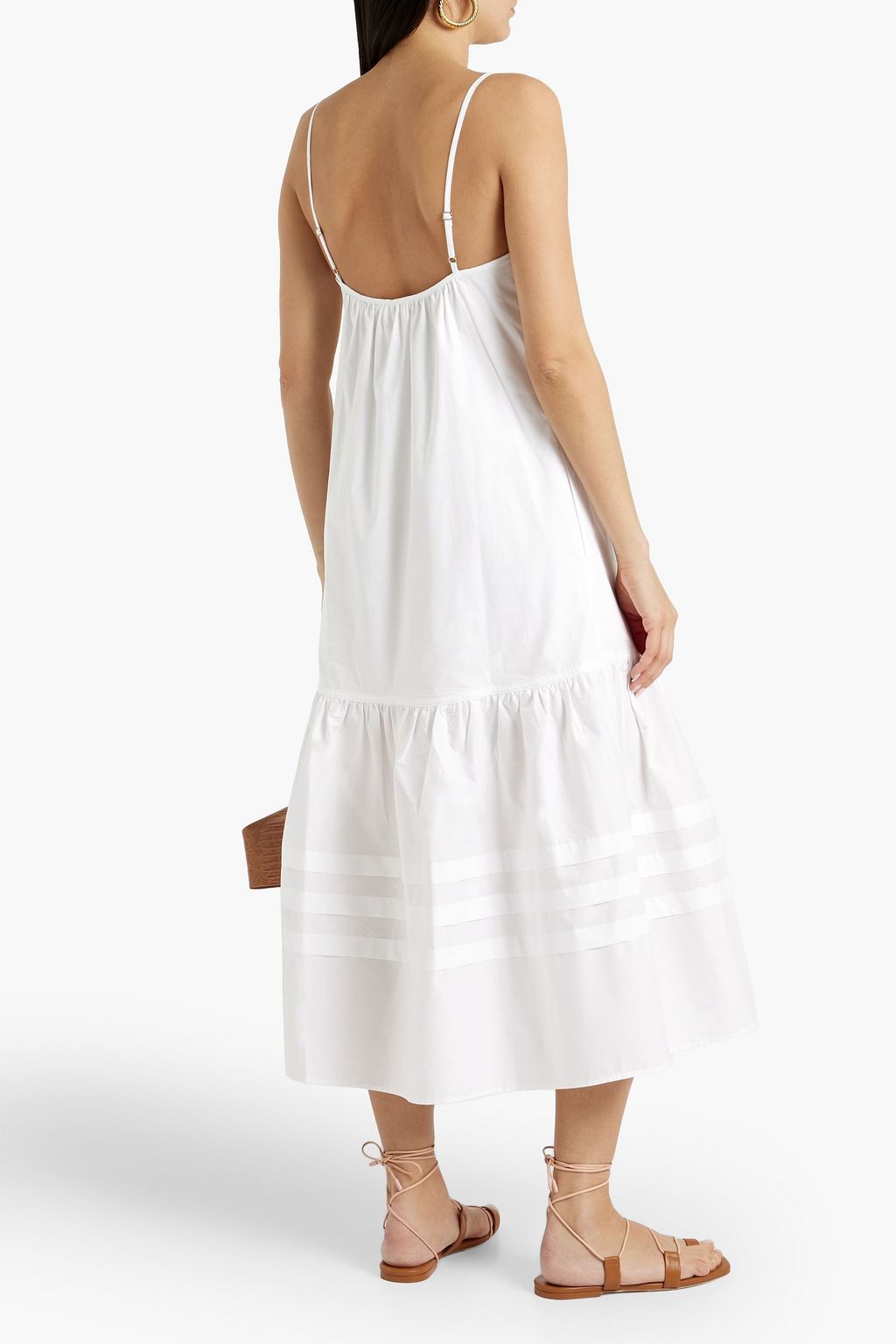 SIMKHAI Paloma pintucked cotton-blend poplin midi dress