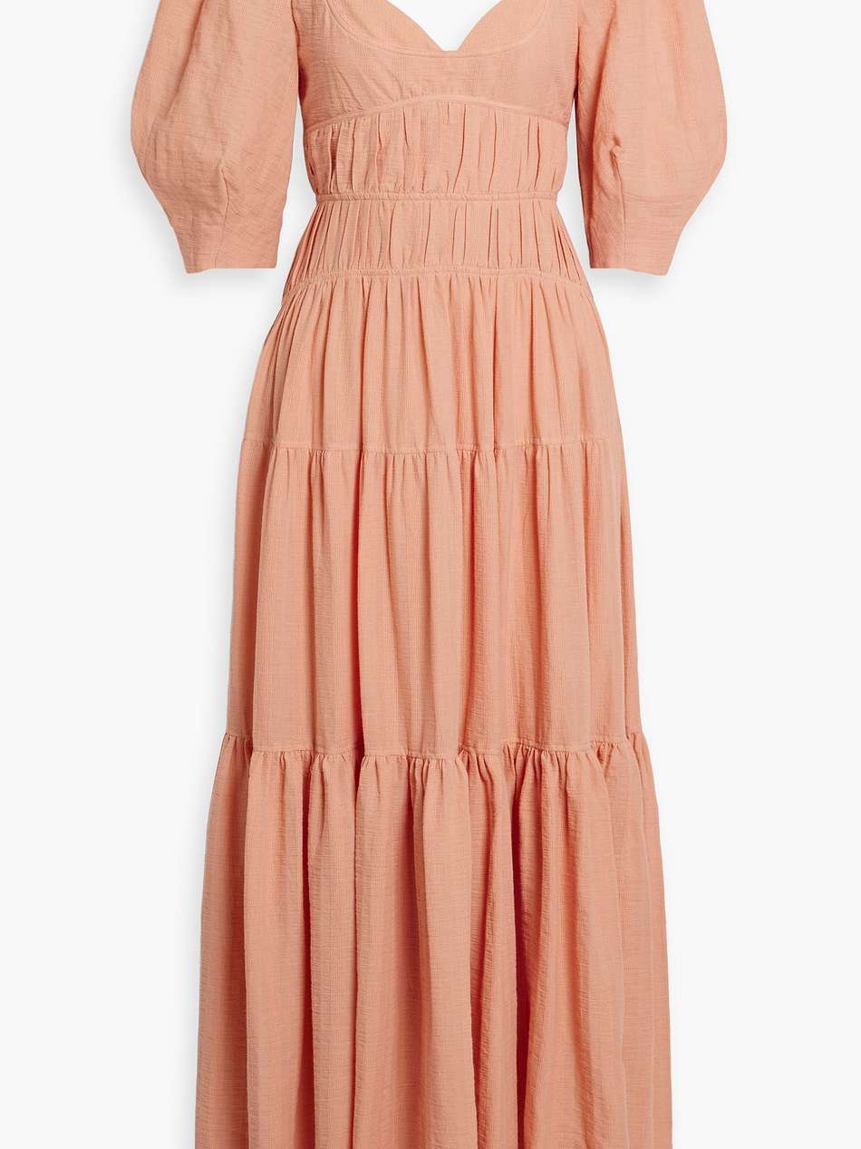 wilder tiered gathered cotton-blend gauze maxi dress