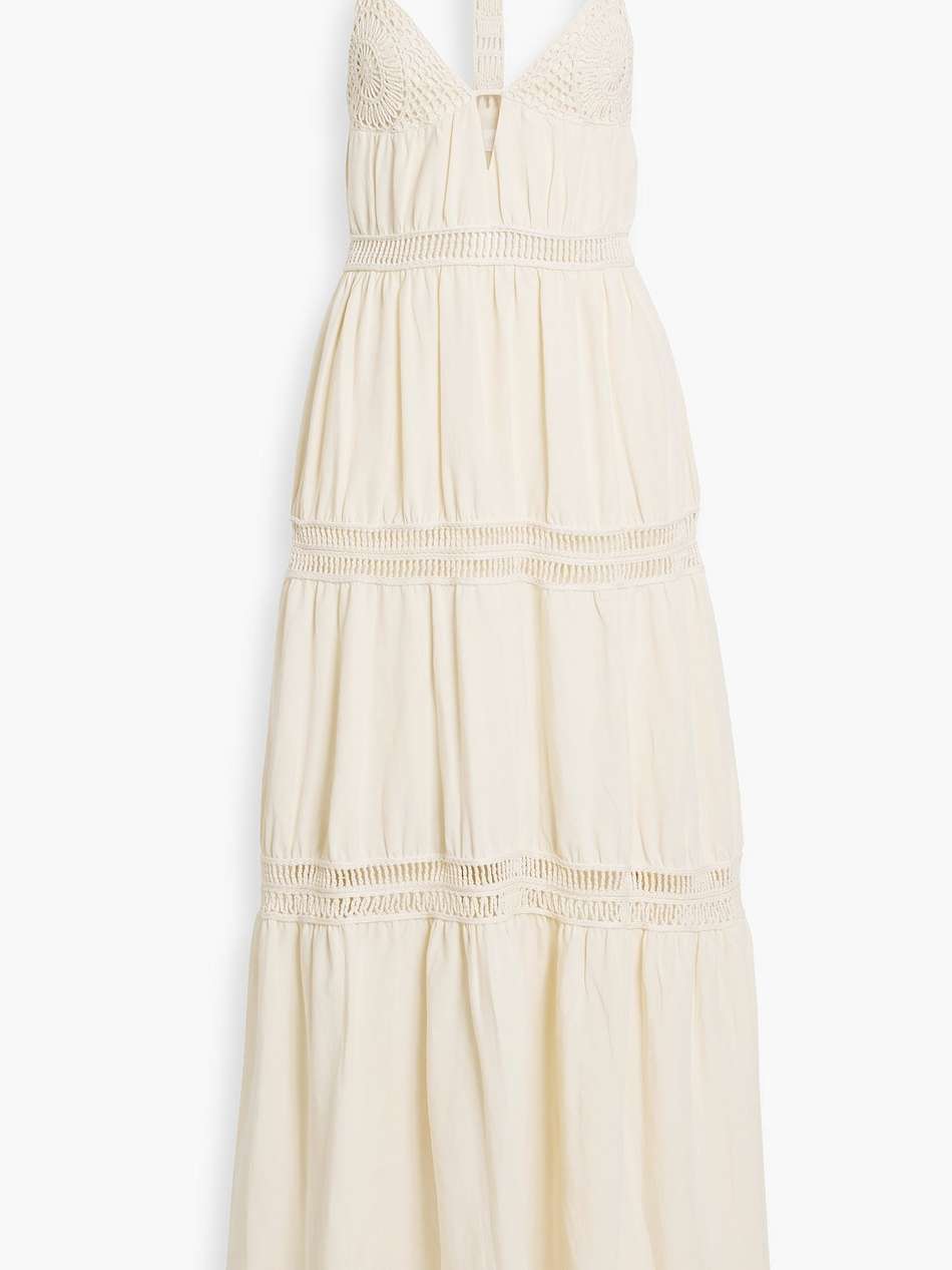 rocky crochet-trimmed cutout tencel™ and linen-blend maxi dress